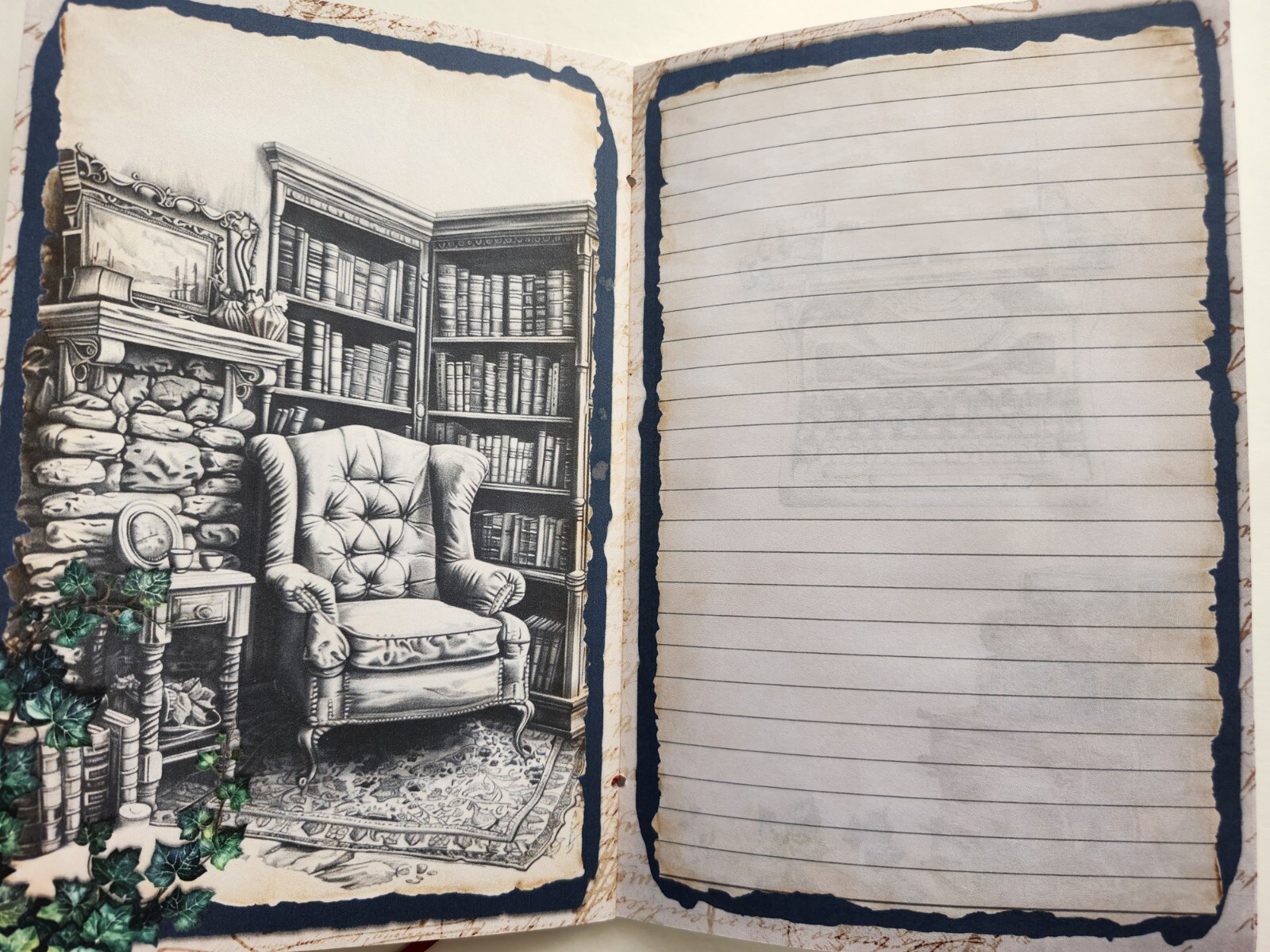 Junk Journal Booklet Blank “BOOK CLUB” Library Books HANDMADE Lg 8.5″x5.5″ 40pgs