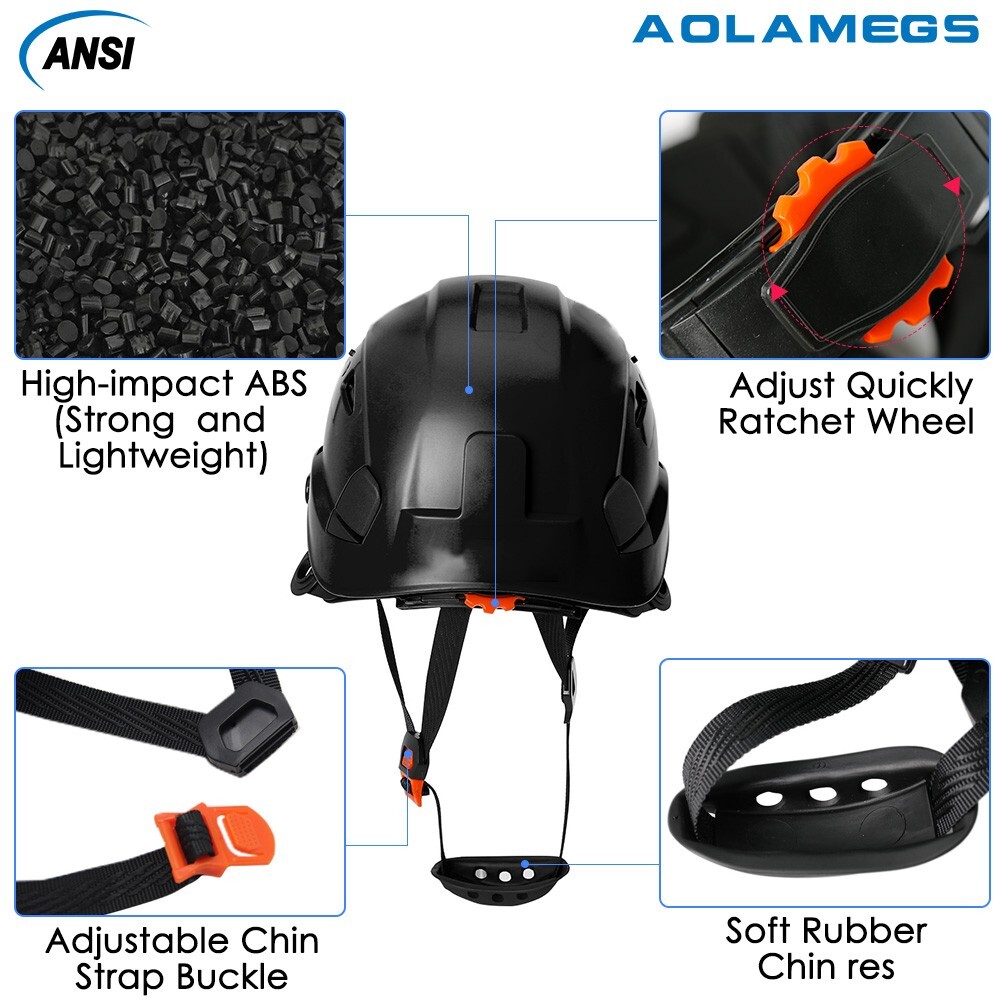 Construction Safety Helmet With Visor Built In Goggle ABS Hard Hat Work Cap ANSI