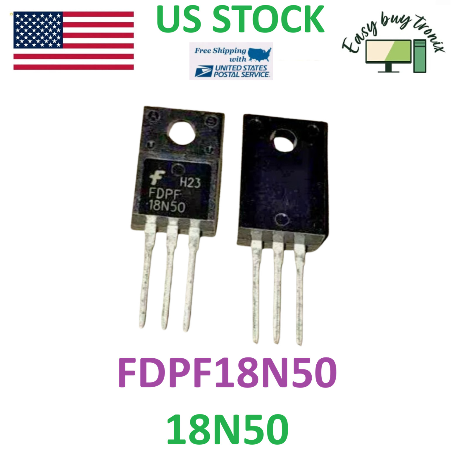 10Pcs FDPF18N50 18N50 MDF18N50 MOSFET, 500V 18A N-CH MOSFET TO-220F