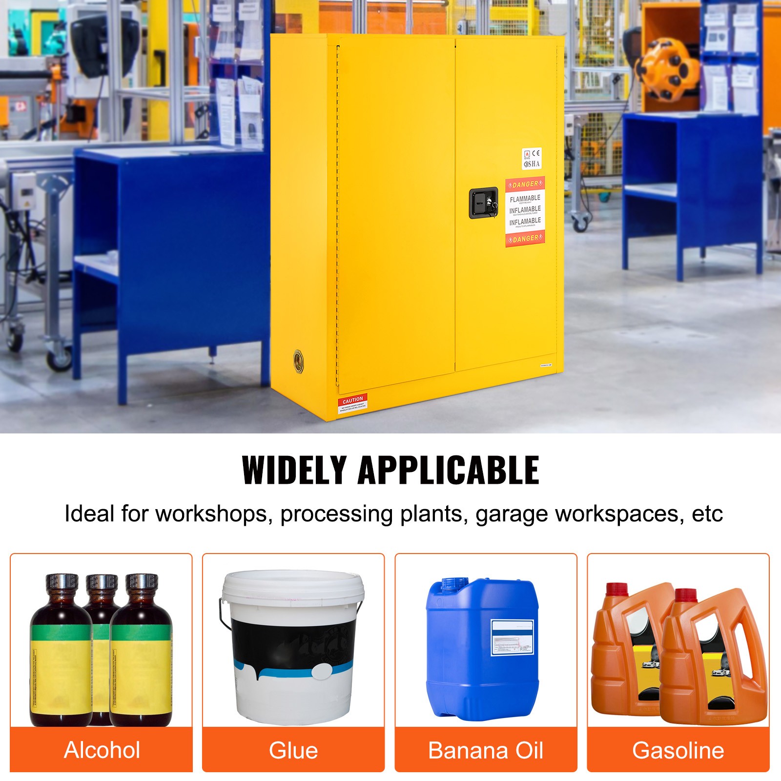Uimoso Flammable Safety Cabinet Liquid Storage 30 Gal 43.1×18.1×50.1 in Cabinet