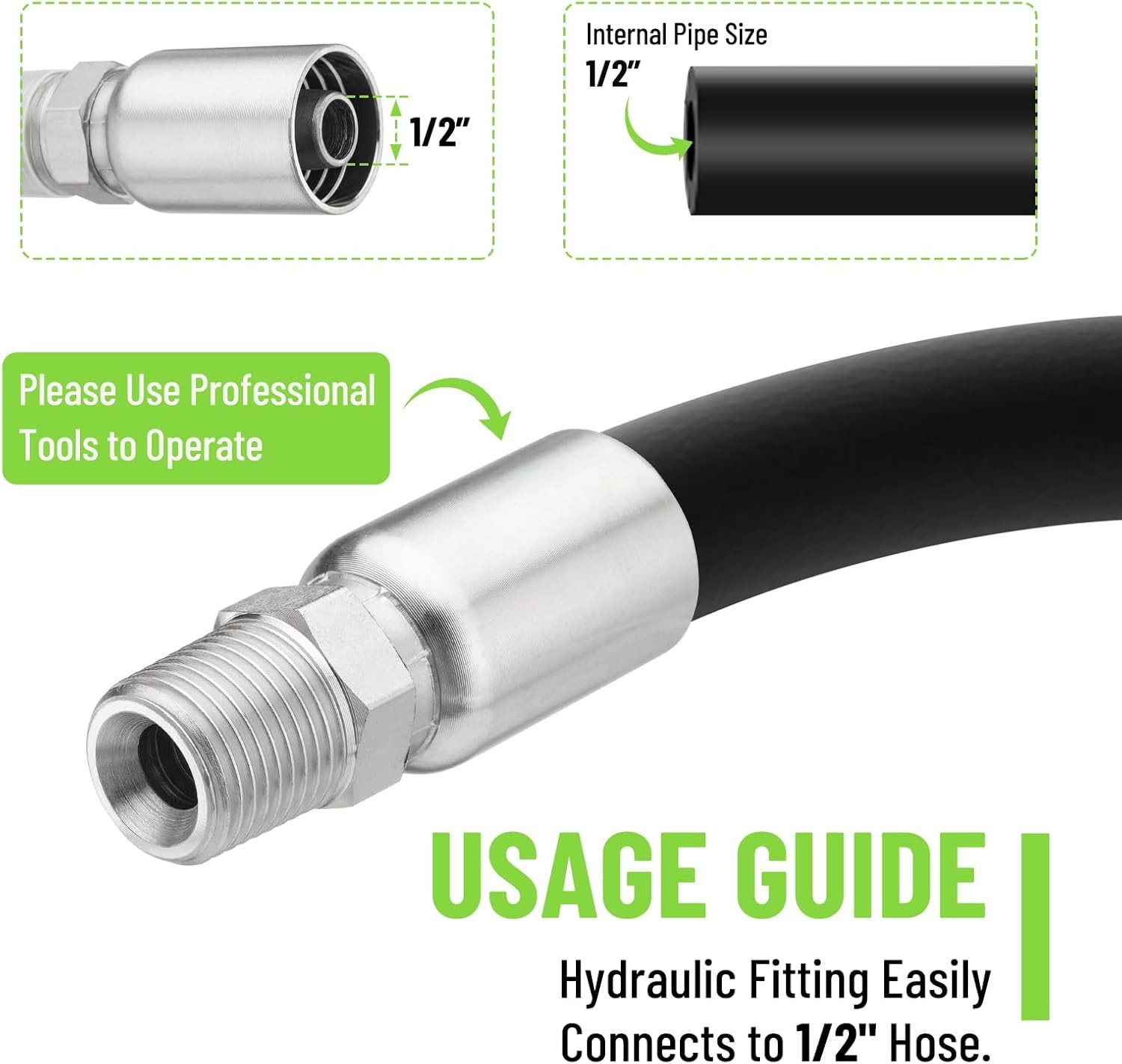 12 Pack 1/2″ I.D. Hose x 1/2″ NPTF Male Hydraulic Hose End Crimp Fittings