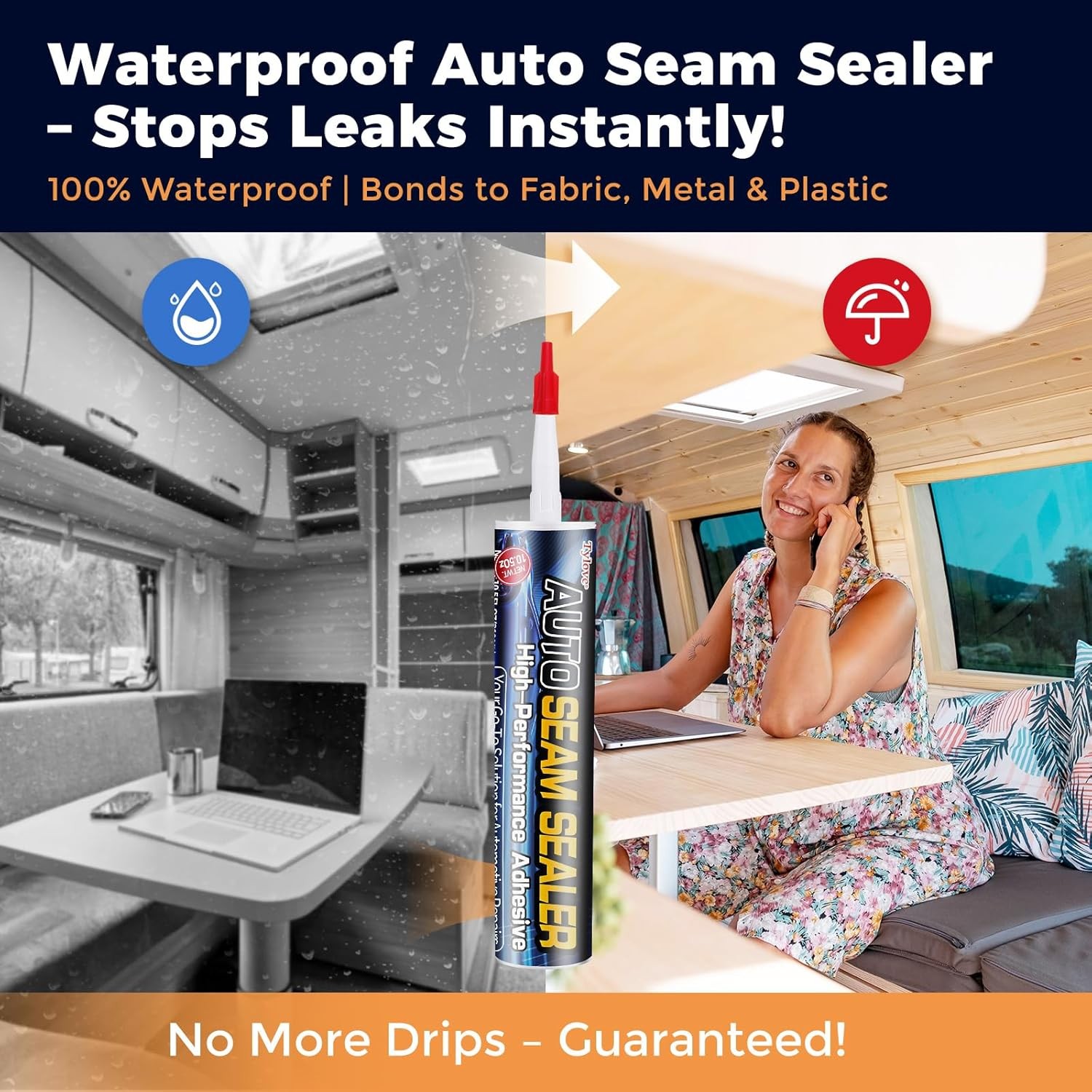 Automotive Seam Sealer Waterproof Paintable Adhesive for RV Truck Marine White
