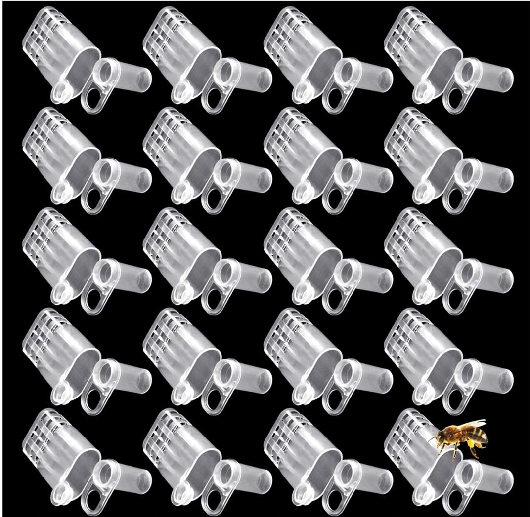 20pcs White Queen Bee Cages Beekeeping Catcher Plastic Bee Isolator Clip Beek…