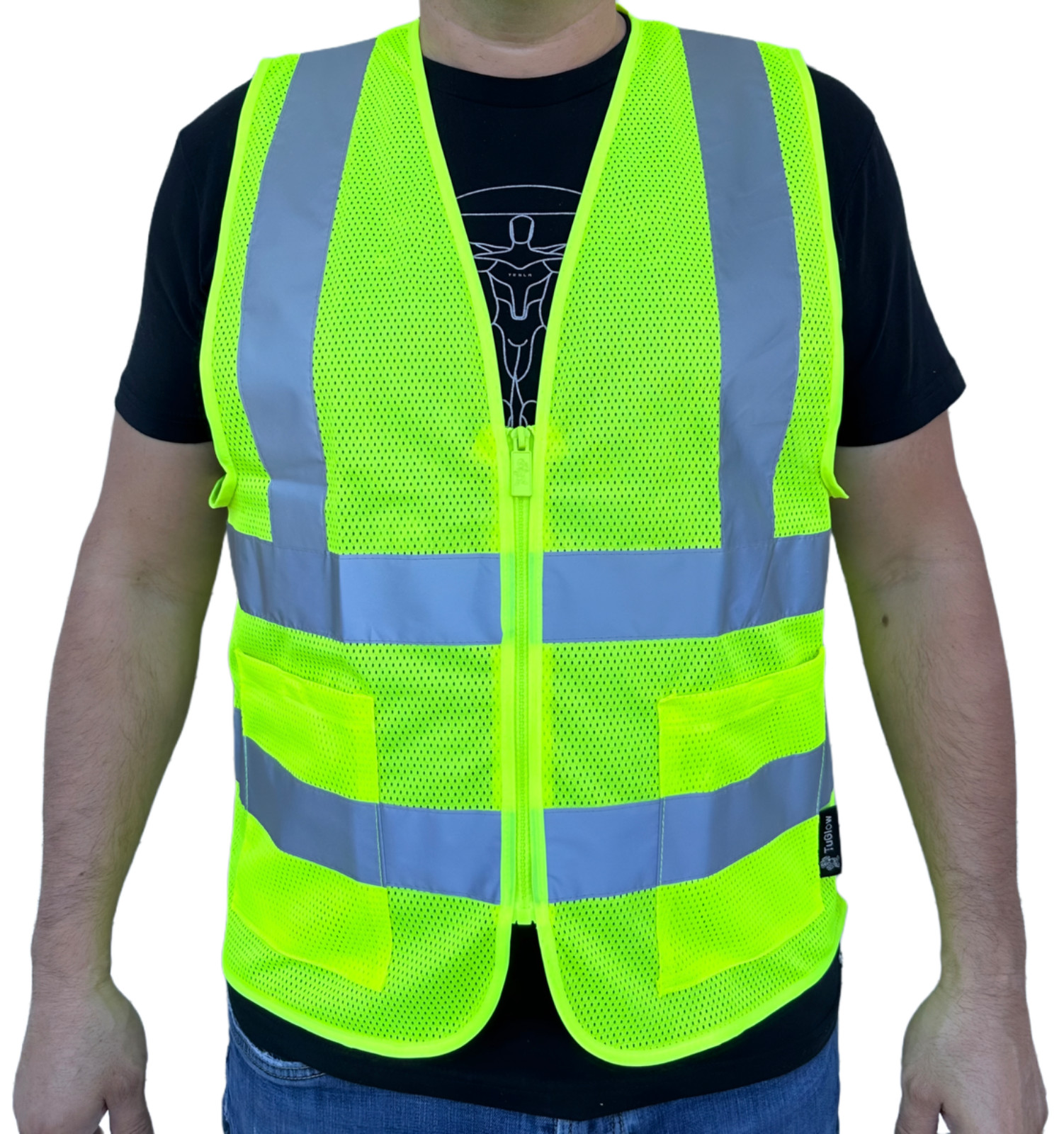 Crew All Mesh Yellow High Visibility Safety Vest With 2 Pockets