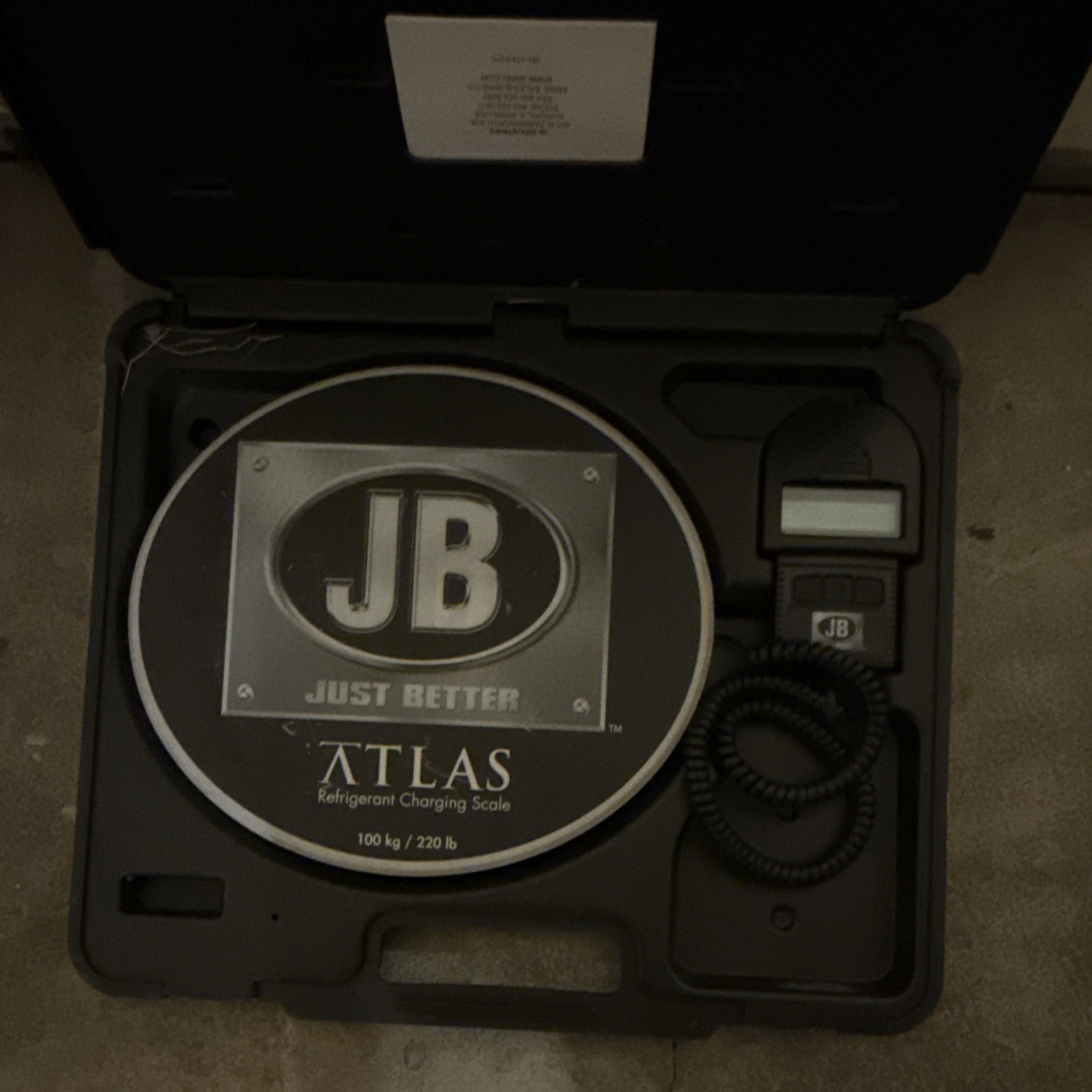 JB Industries JB Atlas Refrigerant Charging Scale 220 lb Capacity w/ Case