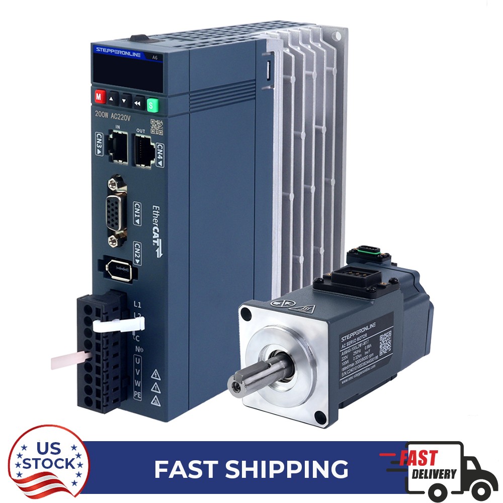 100W EtherCAT AC Servo Motor Kit 3000rpm 0.32Nm w/ Brake 17-Bit Encoder IP67