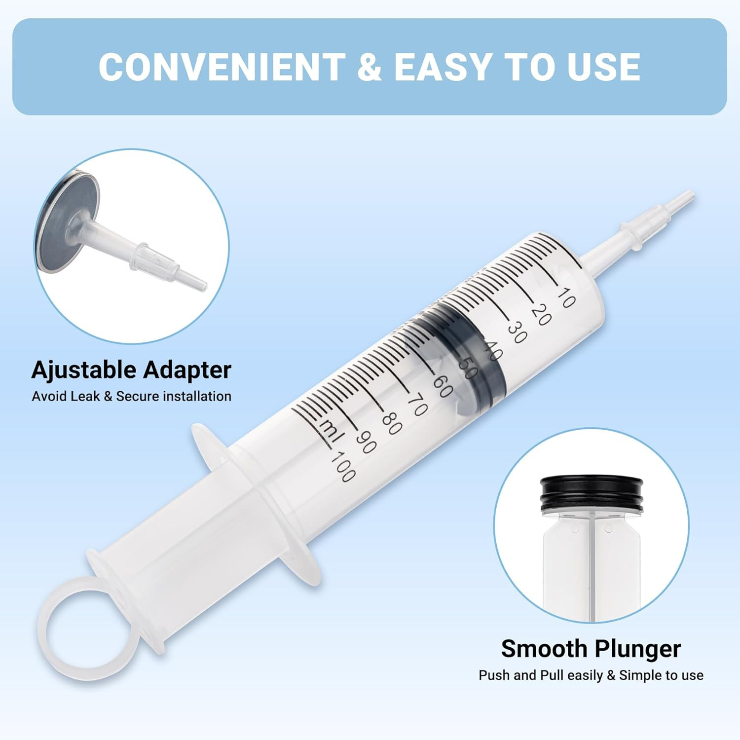 100ml Large Syringe, Plastic Syringes for Liquid with Tip Adapter, Epoxy Syringe