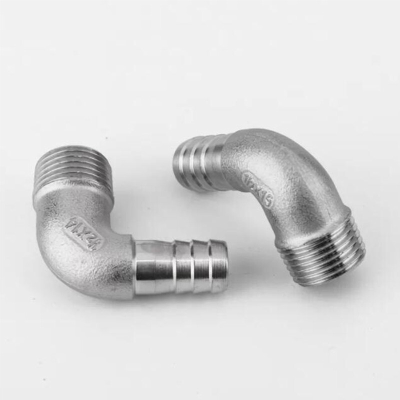 304 Stainless Steel Male Thread Fitting x Barb Hose Tail End Elbow Connector new