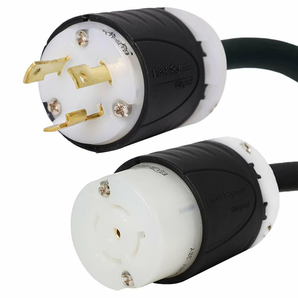 NEMA L6-30P to a L21-30R Plug Adapter – 1 Foot, 30A/208V, 10/3 SOOW – Iron Box