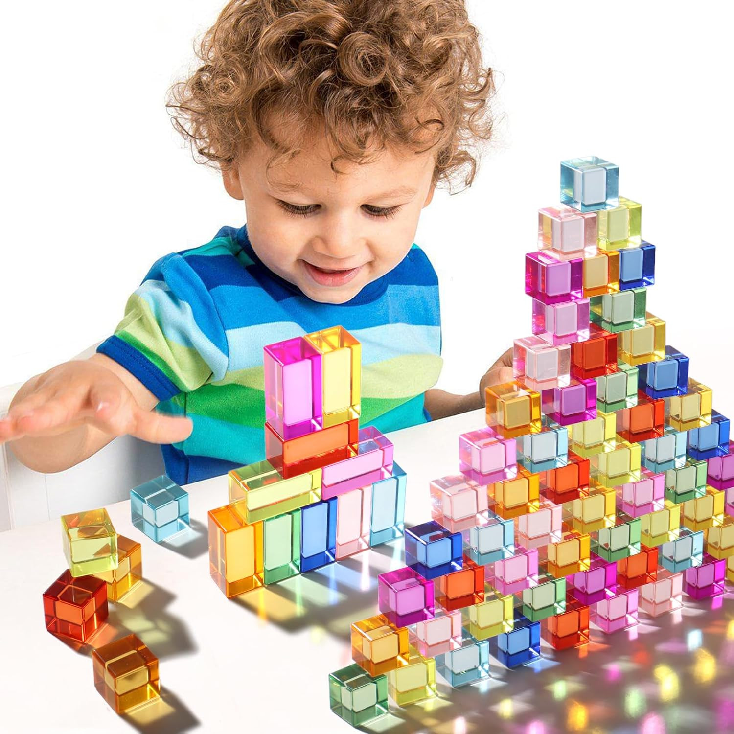 30 Pcs Mixed Acrylic Blocks Set – 10 Long (2.5X2.5X5Cm) + 20 Cube (2.5X2.5X2.5Cm