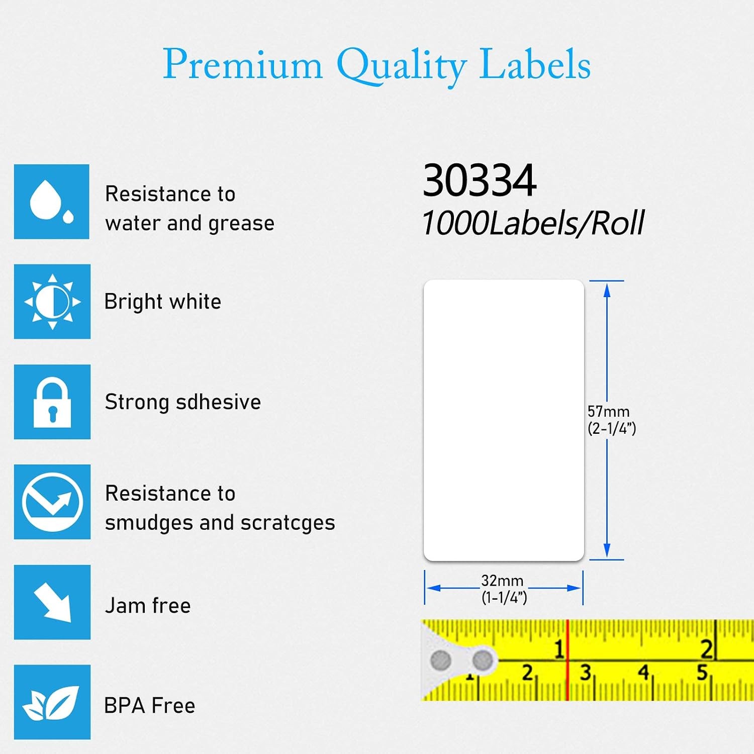Barcode Labels 30334 (2-1/4″ x 1-1/4″) Compatible with DYMO Labelwriter 450 4XL