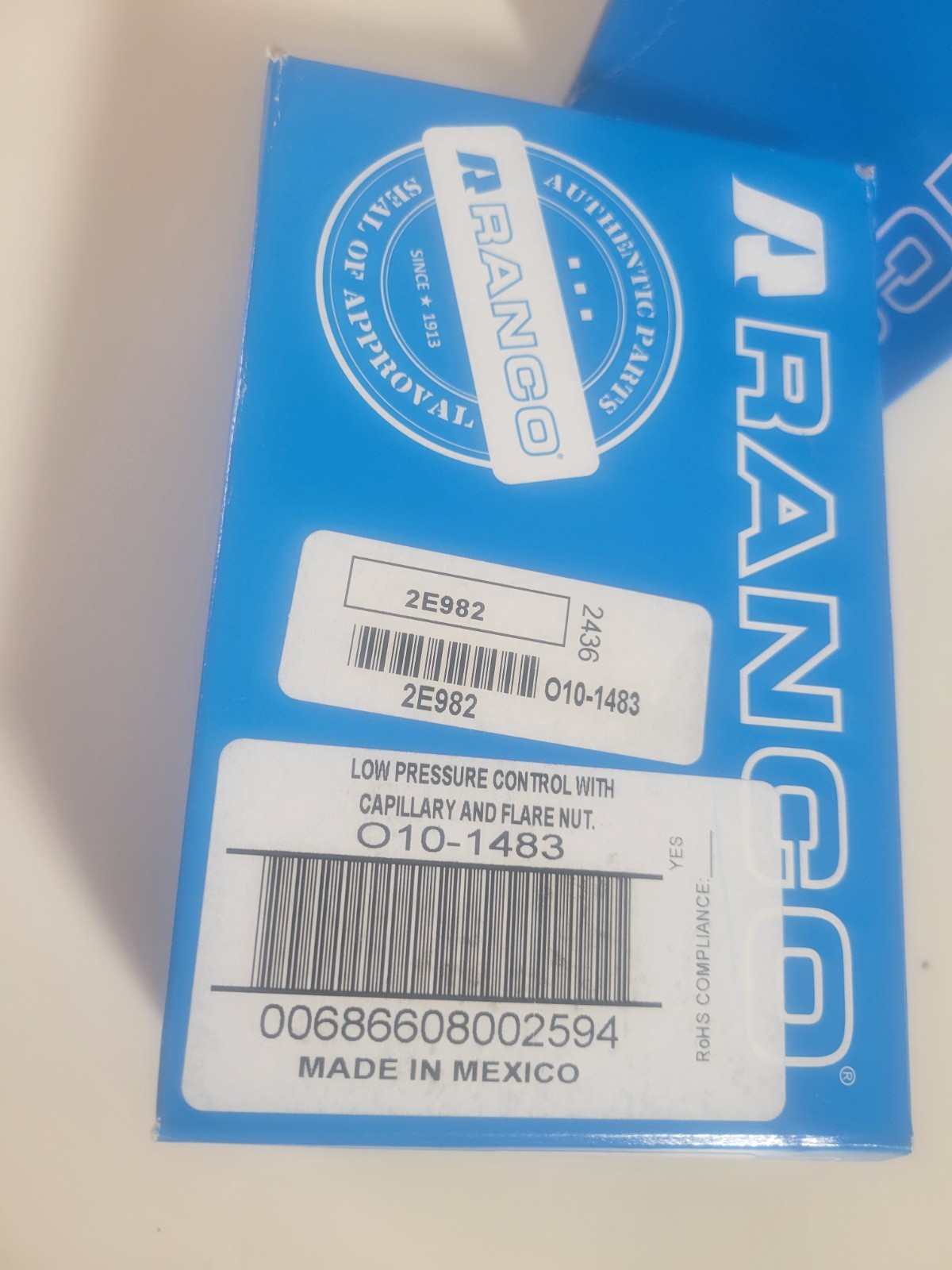 Ranco Low Pressure Refrigeration Control for 010-1483 PSI(10in-100) Dif-10in-40