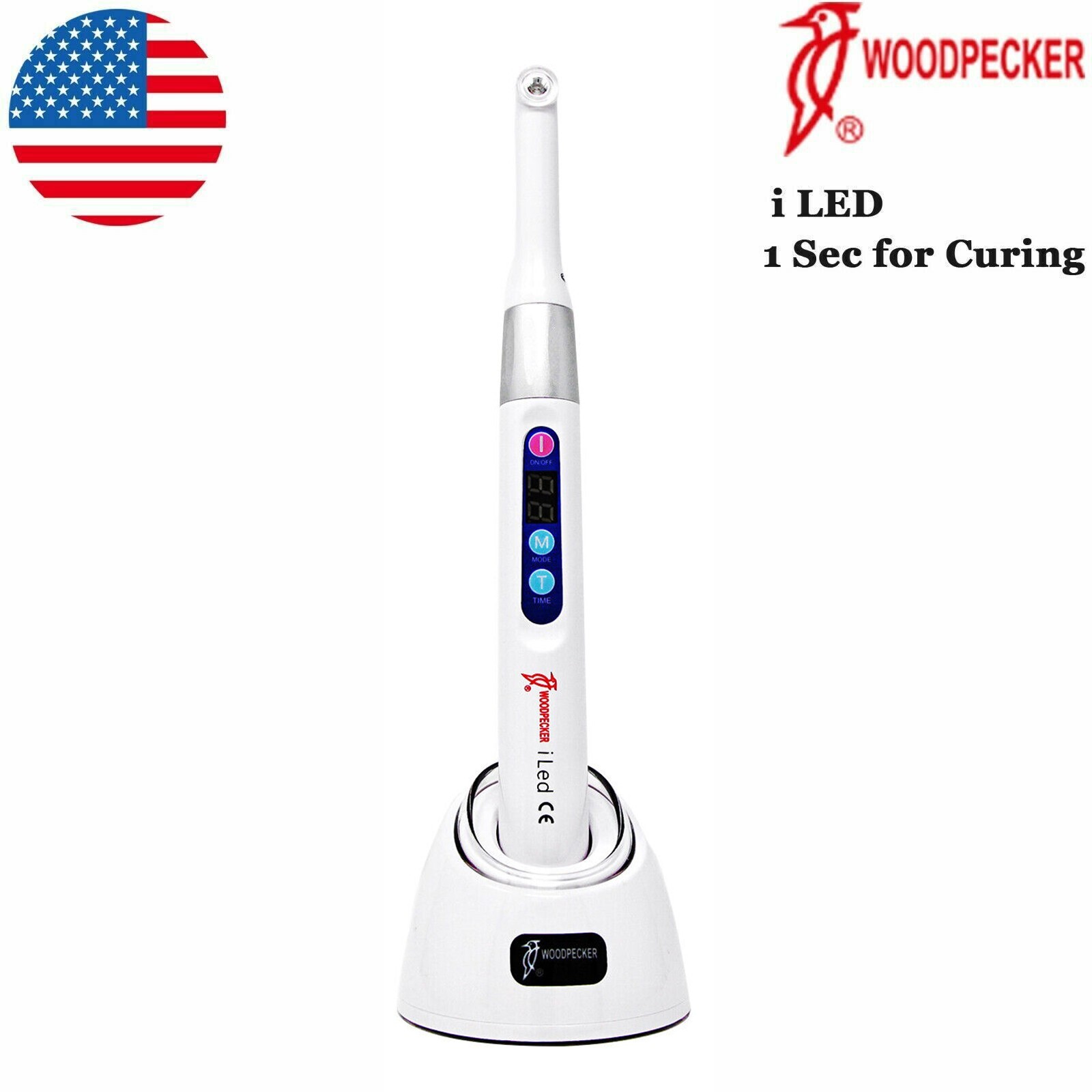 100% Woodpecker Dental iLED Curing Light Lamp Wireless 1 Second Curing 2500mw/c㎡