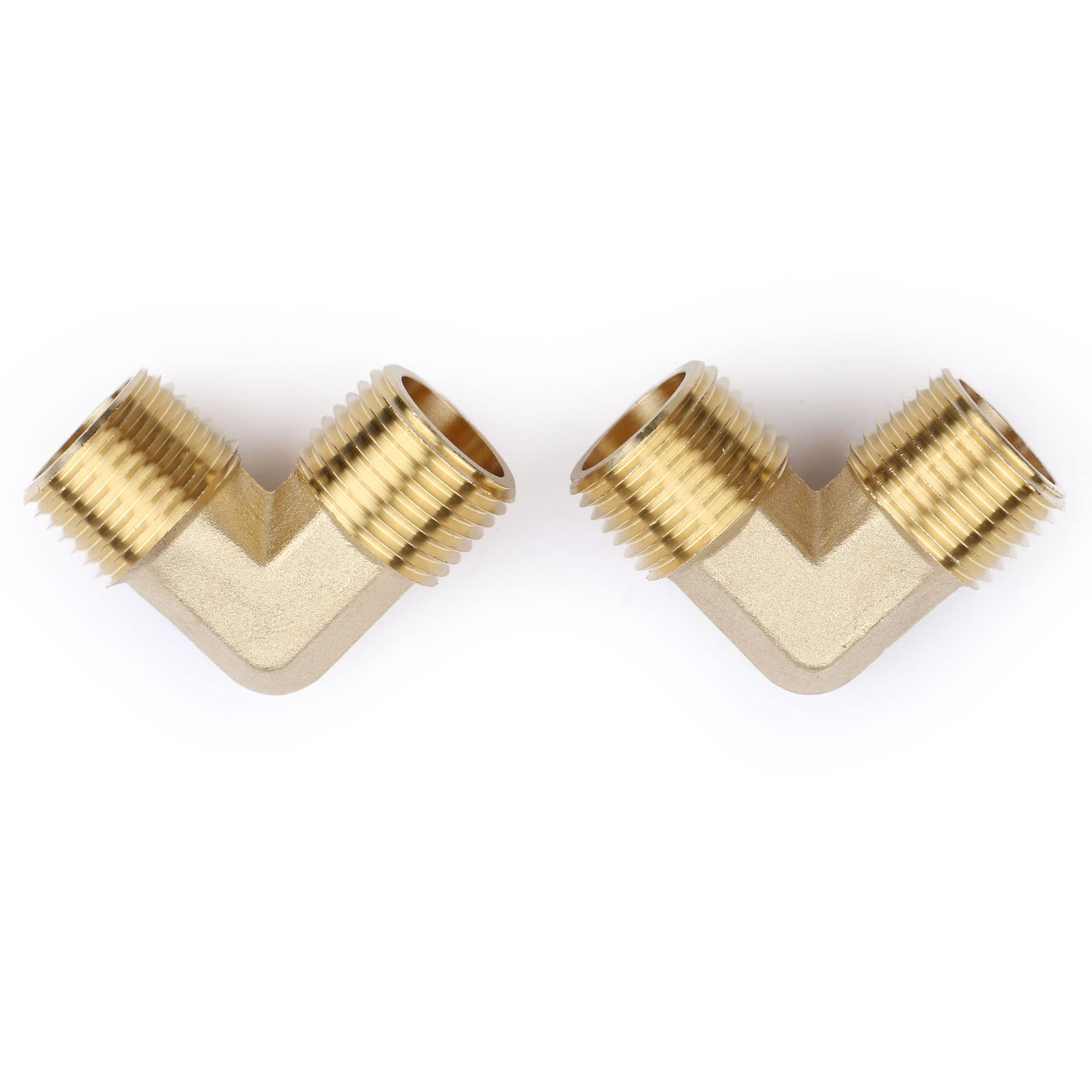 U.S. Solid 90 Degree Elbow Brass Fitting NPT 1/2″ Male x 1/2″ Male, 2pcs