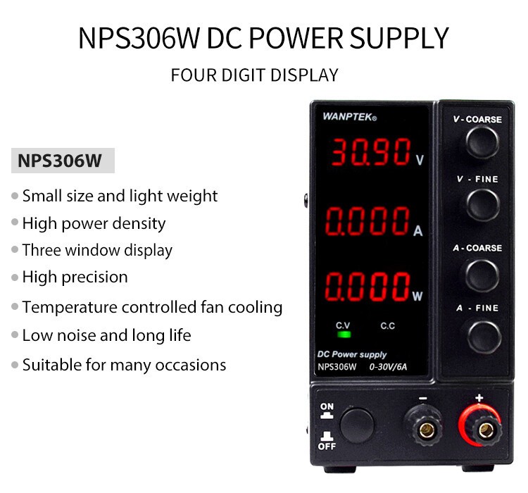 Adjustable 0~30V 0~6A DC Power Supply Lab Variable Regulated High Precision Vol