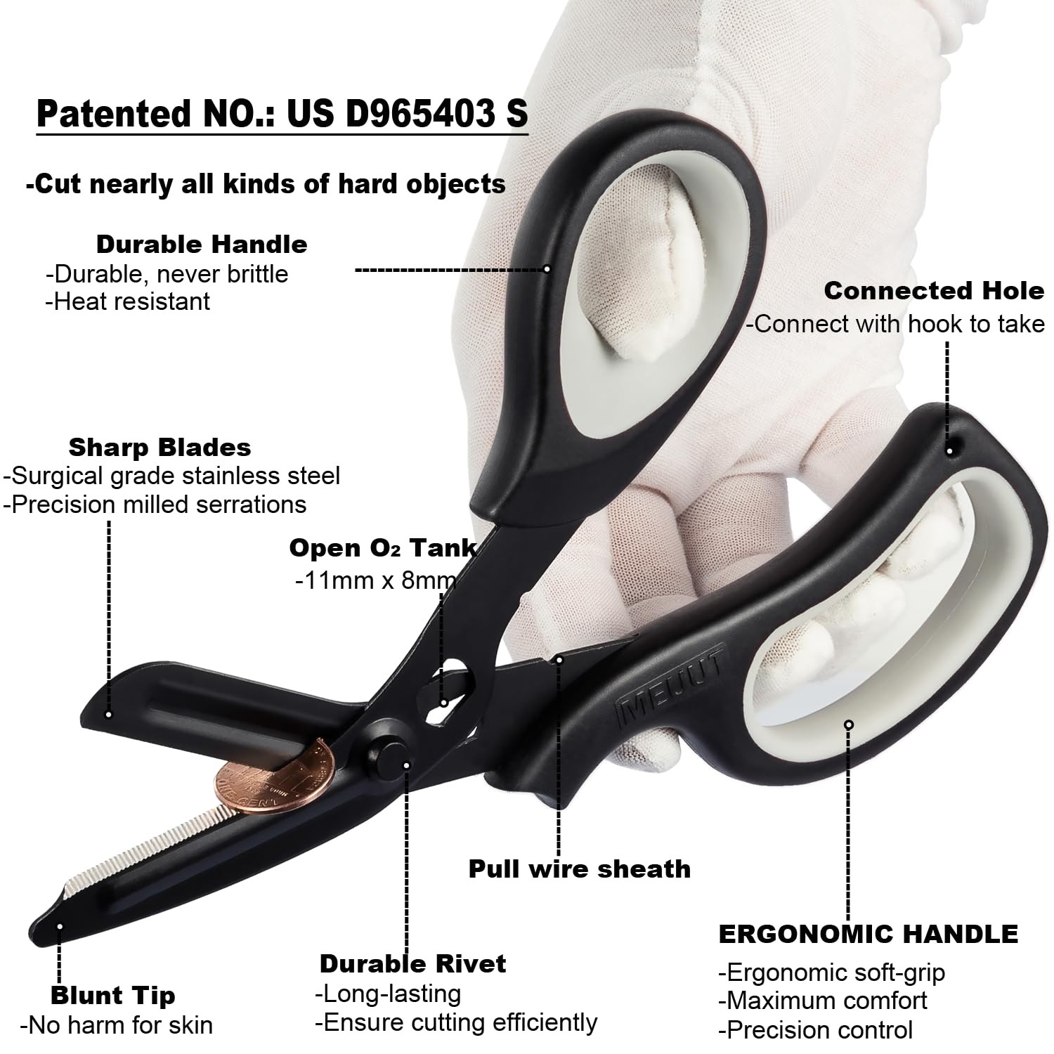 MEUUT 8 inches All Purpose Scissors Multipurpose Heavy Duty Black+navy+white