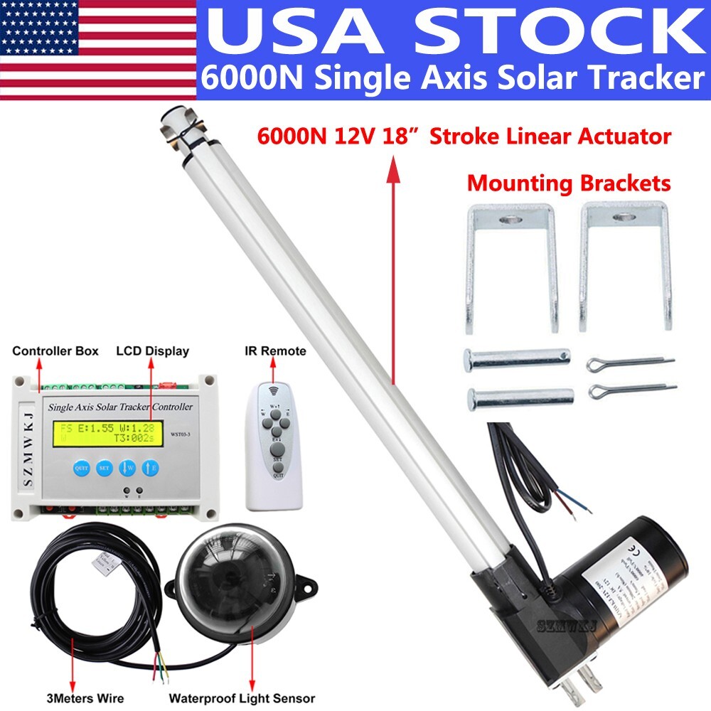 6000N Single Axis Solar Tracking Tracker +18″ DC Linear Actuator +LCD Controller