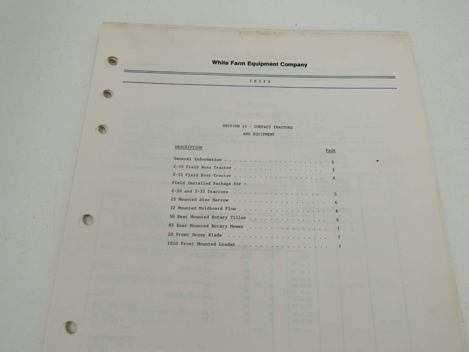 White Farm Equipment Price List 1981 2-30 2-35 Compact Tractors and Attachments