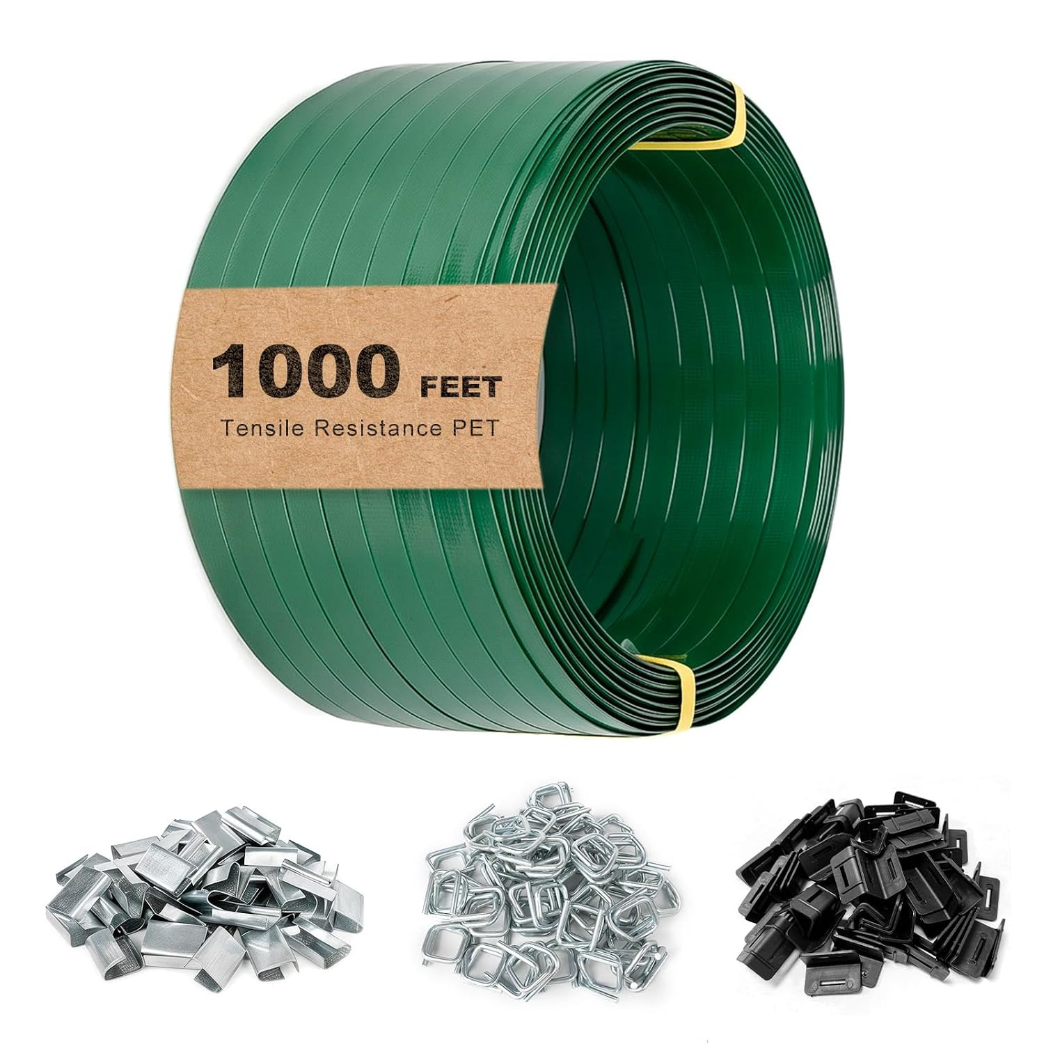 PET Banding Strapping Roll 1000Ft, 5/8» X 0.036» Polyester Strapping, 1200Lbs