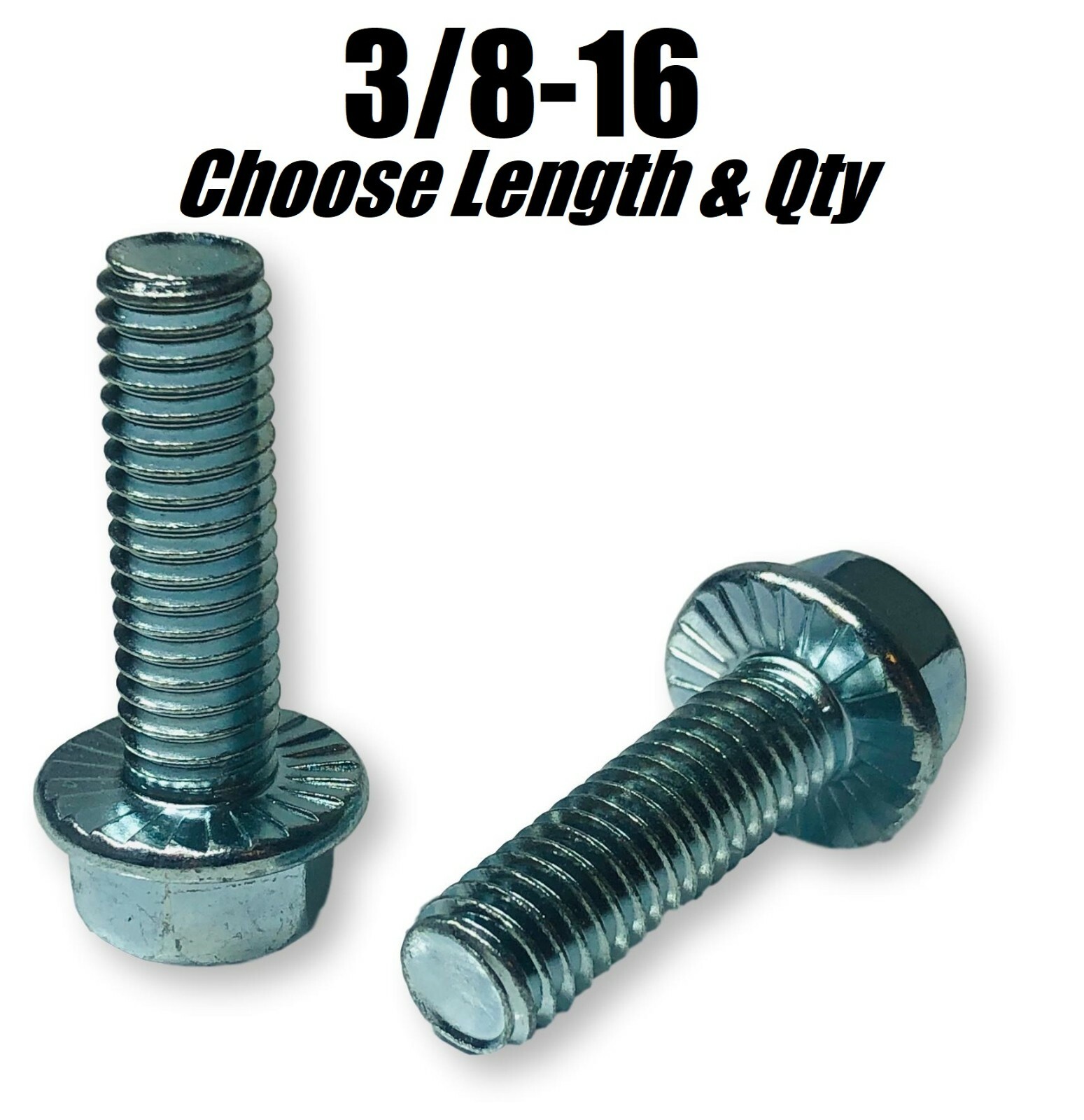 3/8-16 Grade 5 Serrated Hex Flange Bolts Zinc Plated (All Sizes & Qty’s) 3/8″