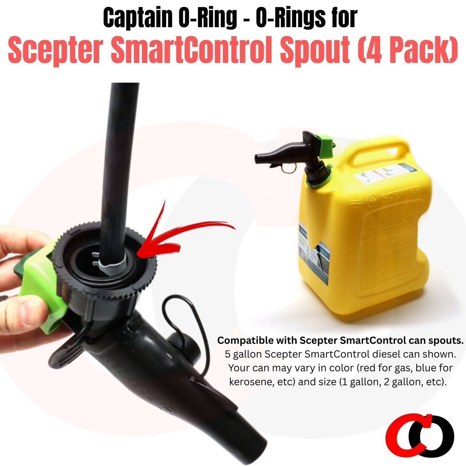 Captain O-Ring – O-Rings for Scepter SmartControl Gas Can Spout (4 Pack)