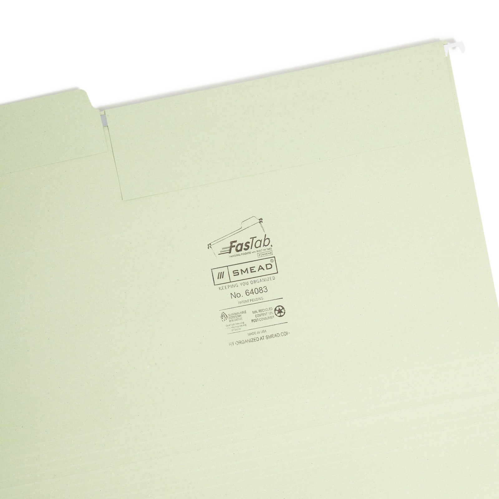 Hanging File Folders Legal Size 1/3 Cut Tab 20 Count Moss Smead 64083 FasTab