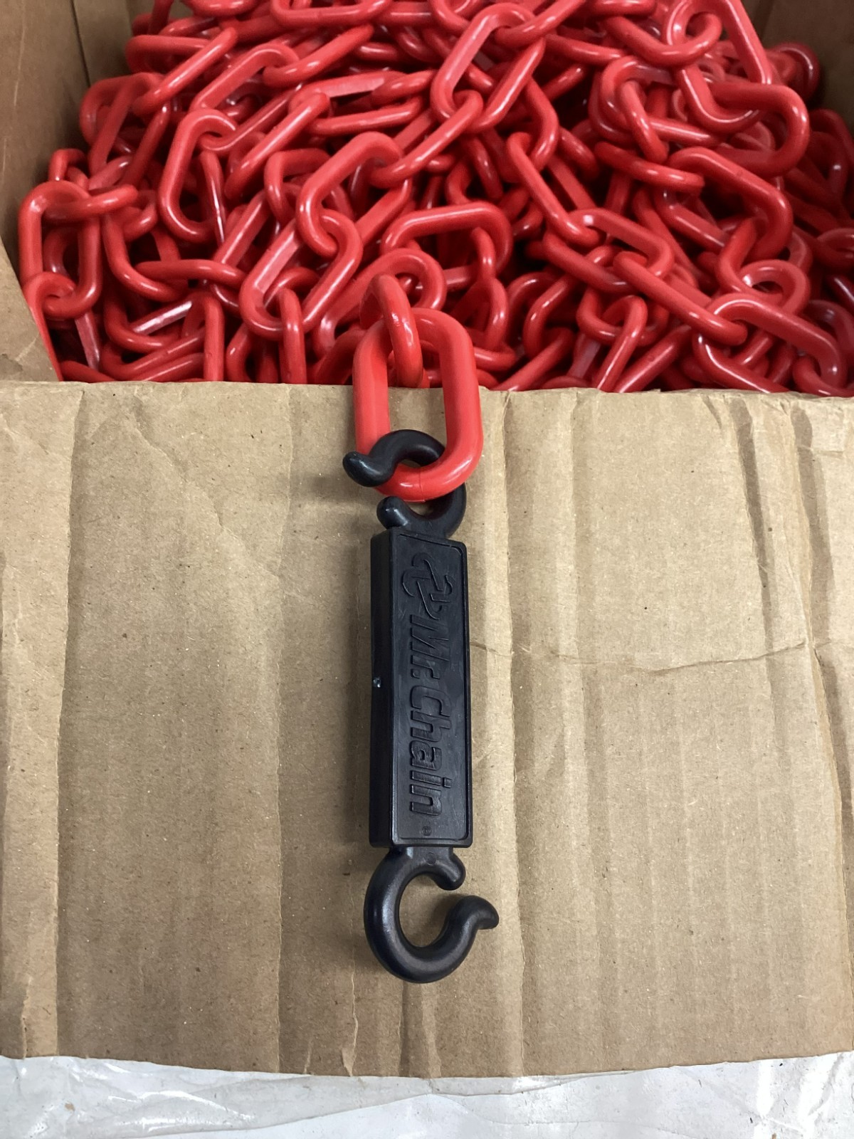 Plastic Chain 50005-300 300 ft Lg, Red, Polyethylene, 1.9 in Link Outside Lg