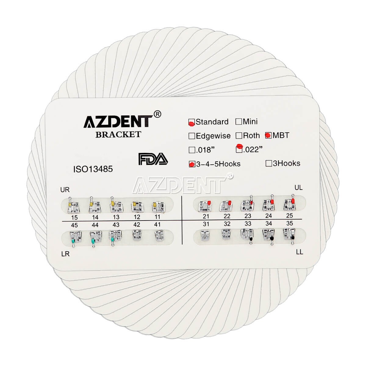10X Dental Stent ortodóntico oral Metal Mini/Standard MBT/Roth.022 Hooks 345