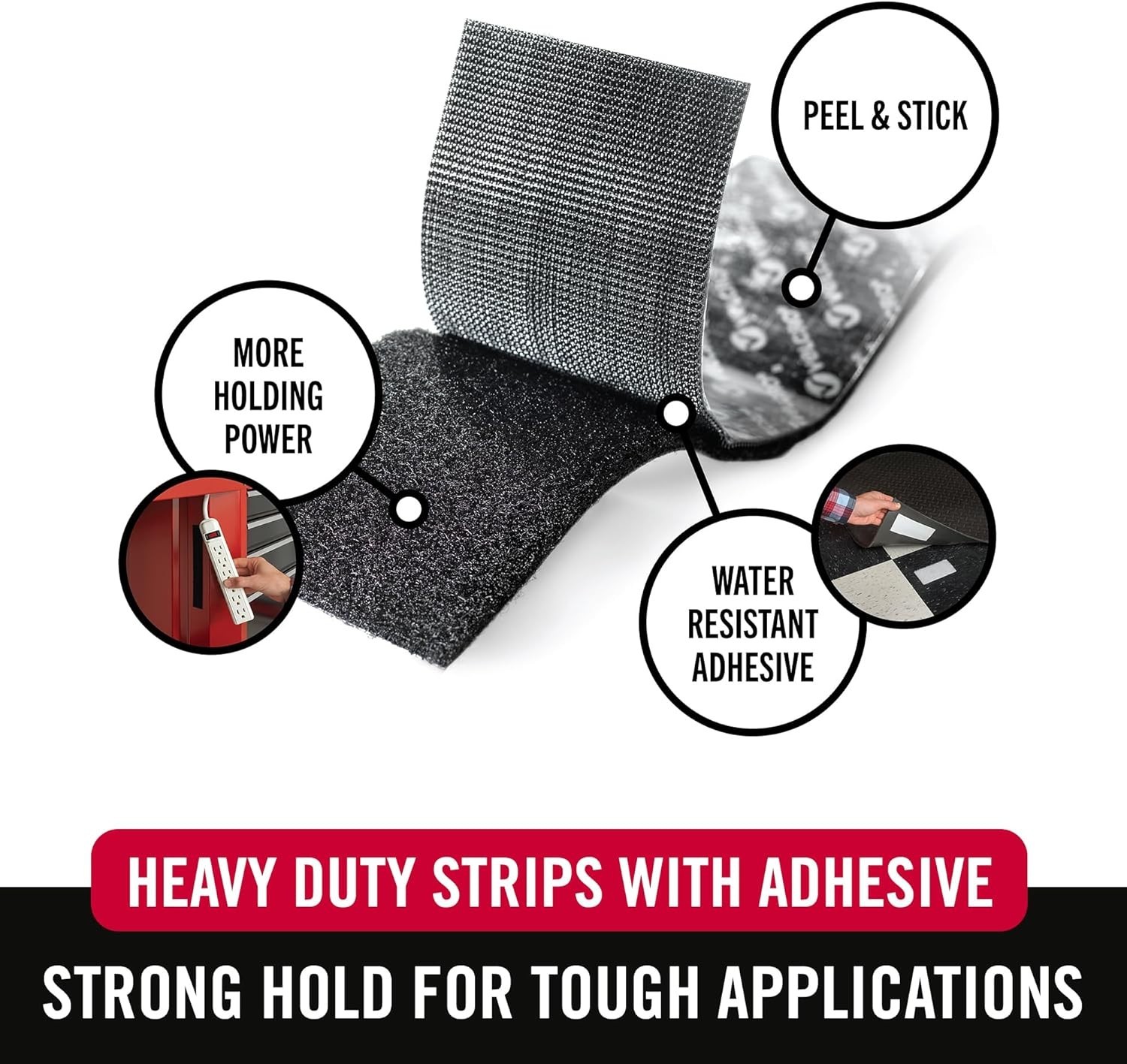 VELCRO VEL-30703-USA Heavy Duty 4×2″ Strips, Industrial Strength Black Tape, 8 S