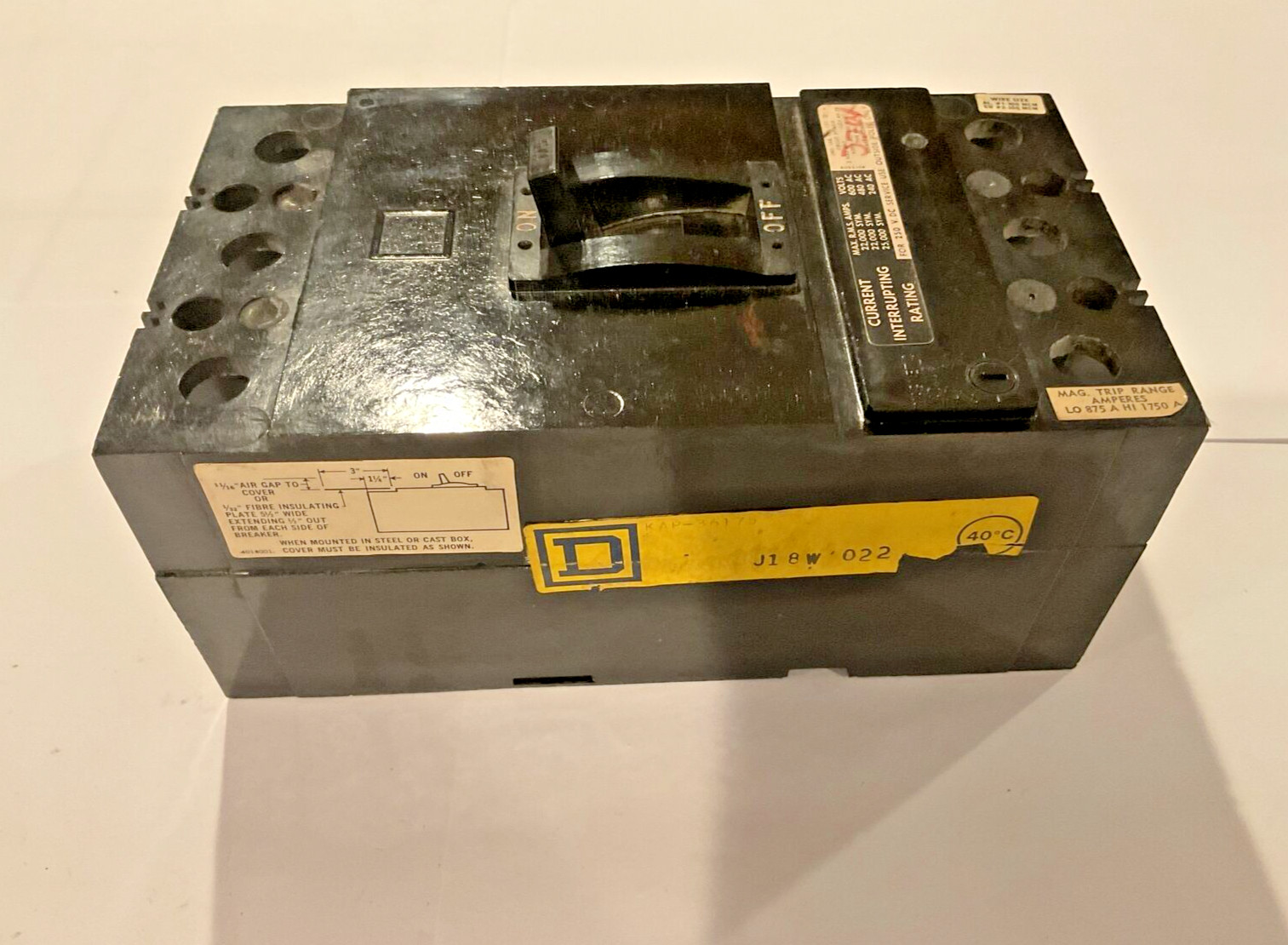 Square D 175 Amp 22kA@480V 25kA@ 240v Max Circuit breaker KAL36175
