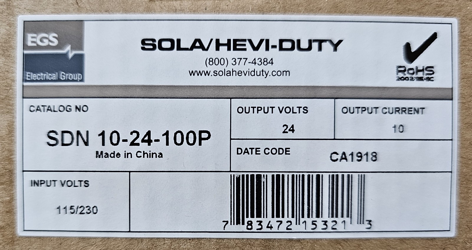 NEW in Box SolaHD SOLA/Hevi-Duty SDN 10-24-100P Power Supply 24VDC 10A
