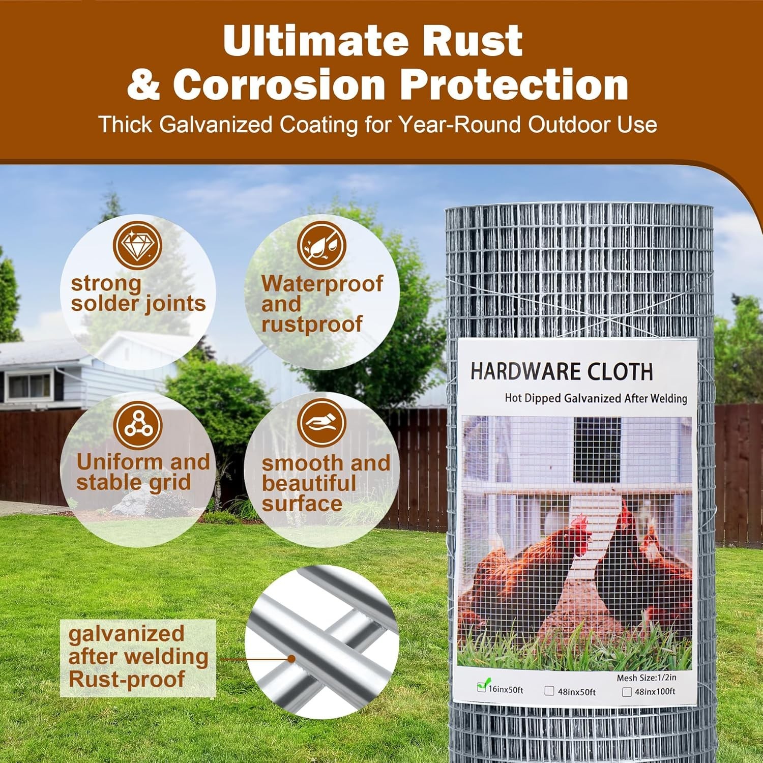 Vinyl Coated Chicken Wire, ‎48″ x 100 ft 19G Galvanized Mesh for Coop, Garden US