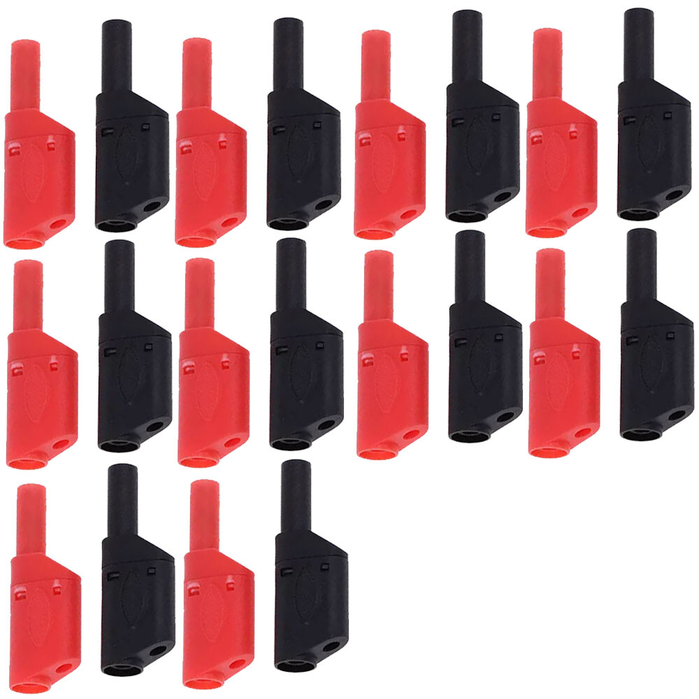 20x Shrouded Fully Insulated Safety 4mm Male Stackable Banana Plug Connector NEW