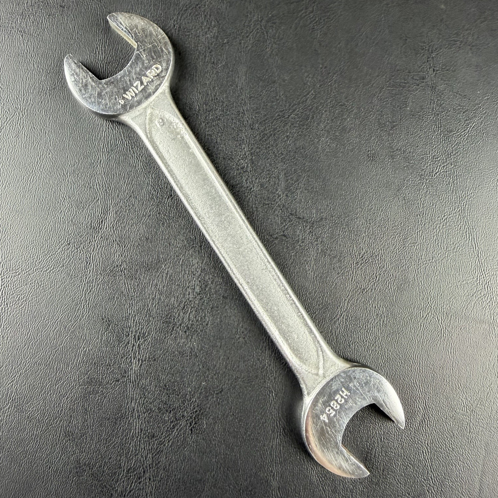 Vintage Wizard H2854 18mm x 19mm Double Open End Wrench Forged USA Metric Tool
