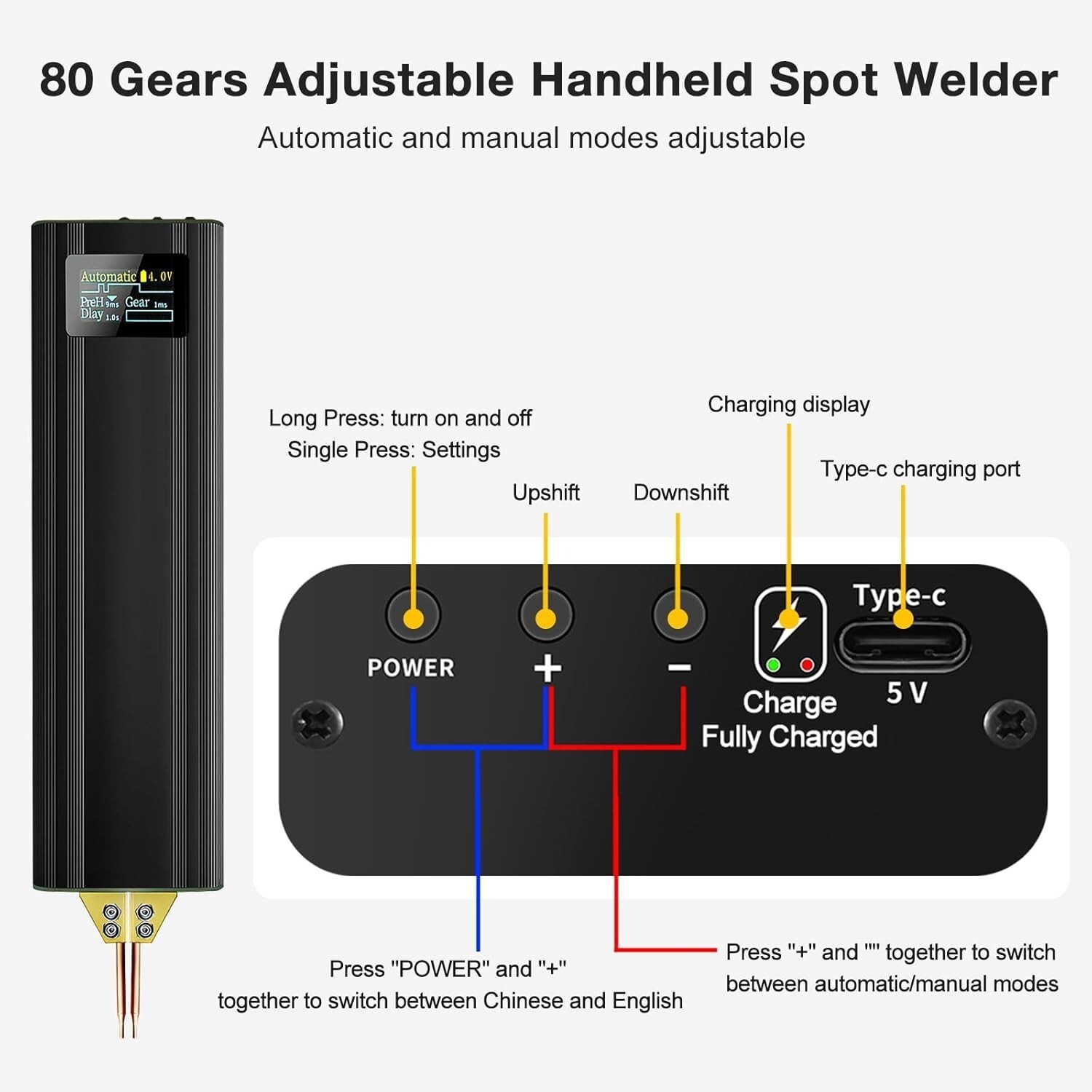 NEW Battery Spot Welder 5000mAh Battery Portable Spot Welder for 18650, 26650