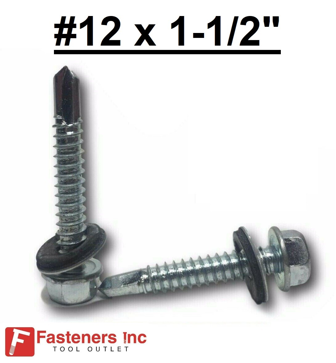 #12-14 x 1-1/2″ Hex Rubber Washer Self Drilling Screws Roofing Siding 5/16″ Dr.