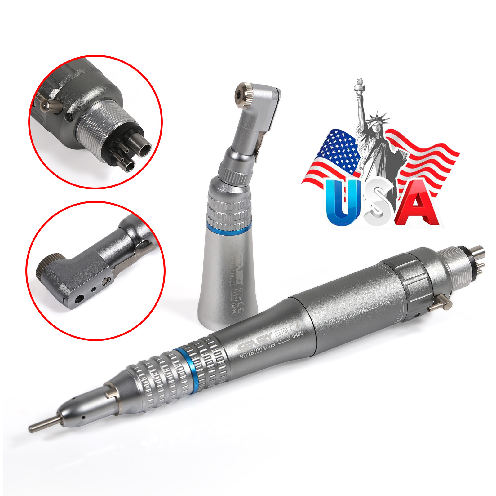 NSK Style Dental Slow Low Speed Handpiece Straight Contra Angle Air Motor 4/2H