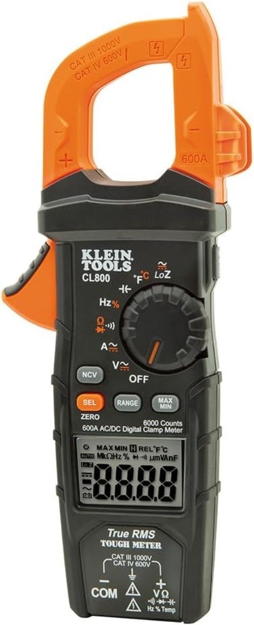 Klein Tools CL800 Digital Clamp Meter 600A AC/DC Auto Ranging TRMS