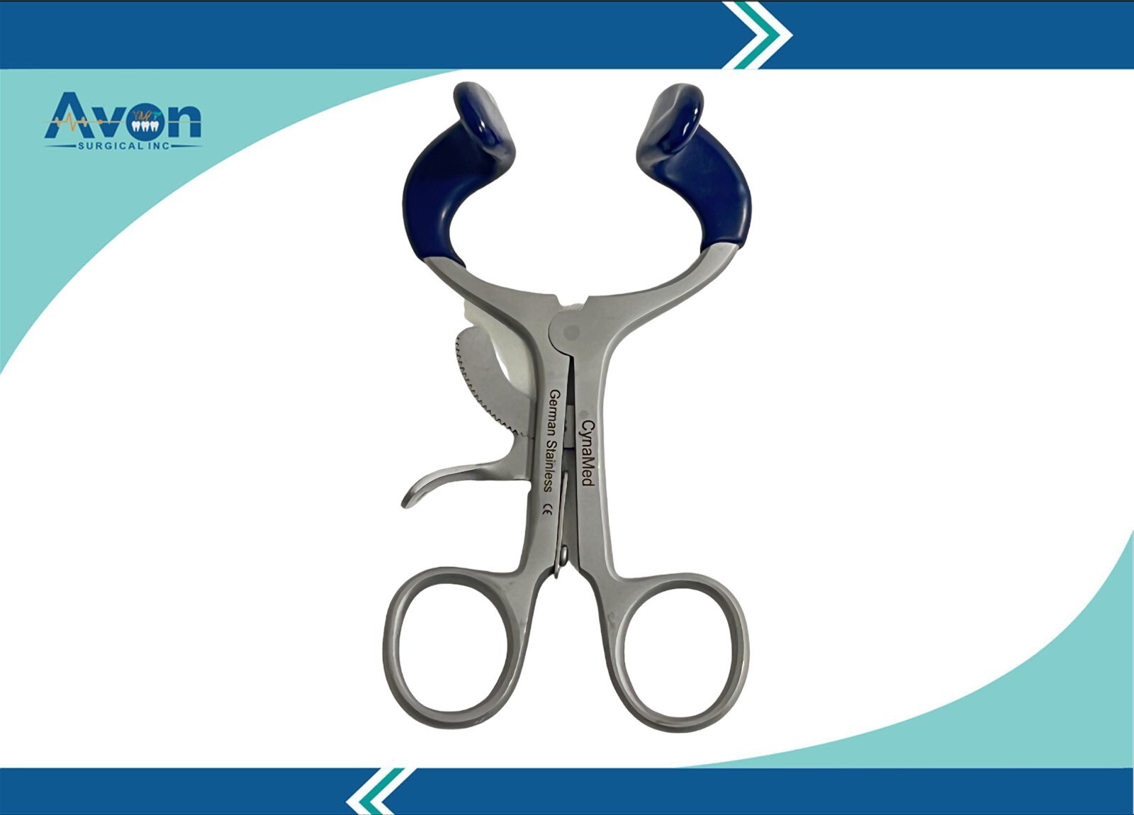 Set of 2 – Molt Mouth Gag 3.5″ + 4.5″ Dental Retractors with Silicone Tips Blue