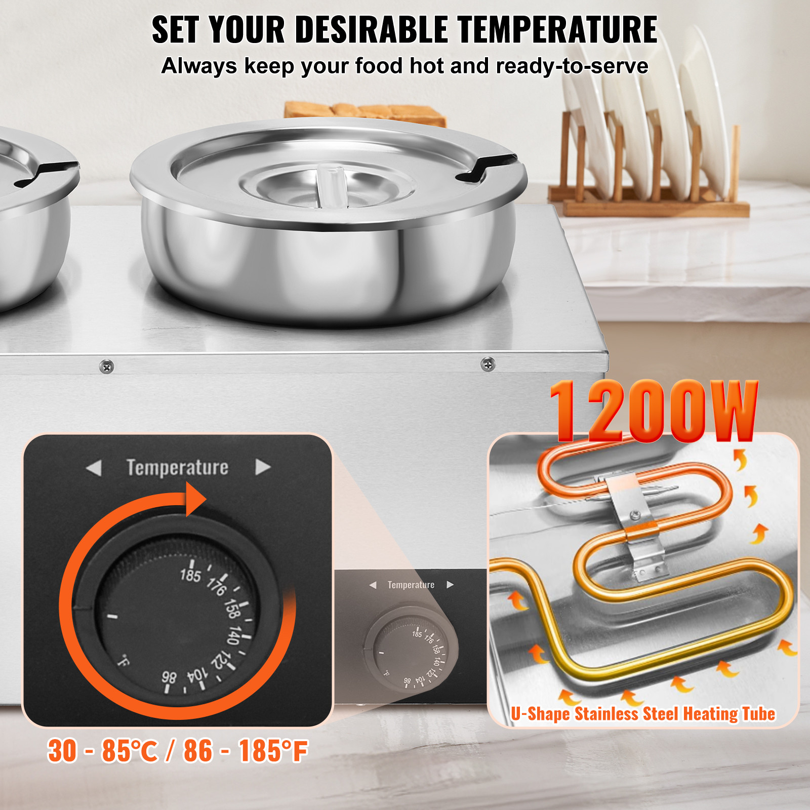 2*7.4Qt Pot Soup Warmer Commercial Soup Station Kettle Warmer Bain Marie