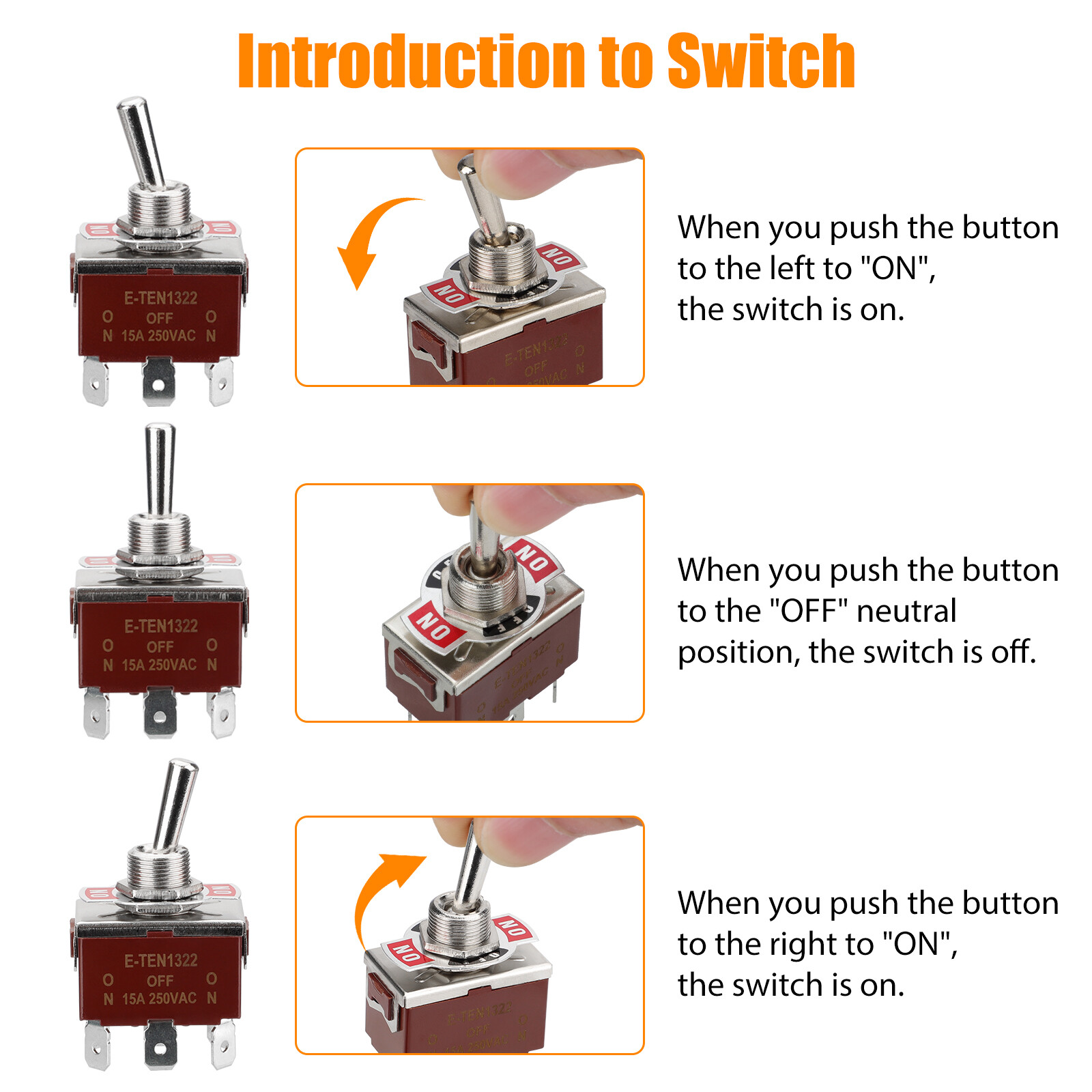 3PCS Heavy Duty DPDT ON/OFF/ON Toggle Switch 20A 125V/15A 250V Screw Terminals