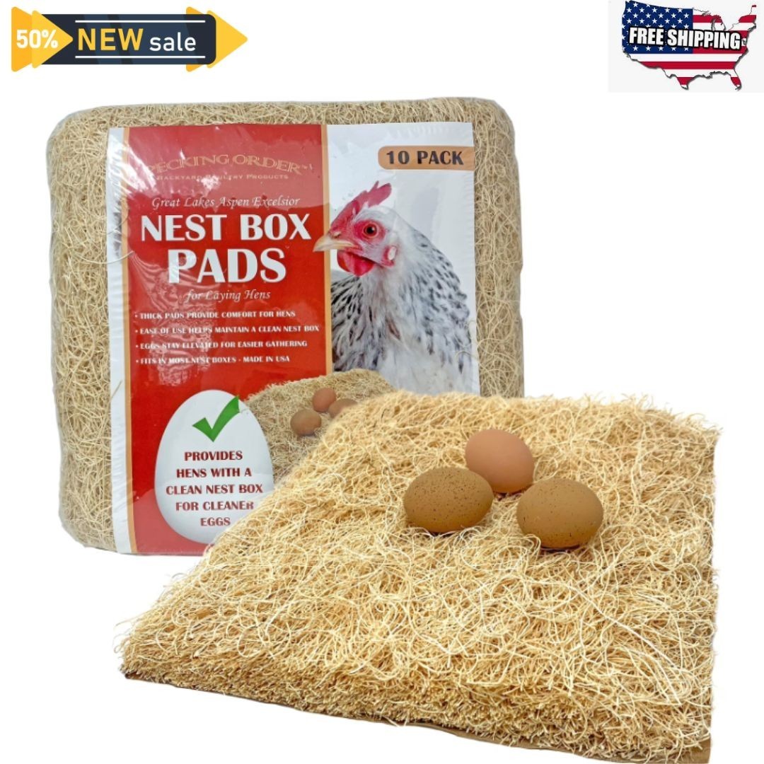 Pecking Order Chicken Nest Box Pads 10 Pack, Made with Great Lakes Aspen Excelsi