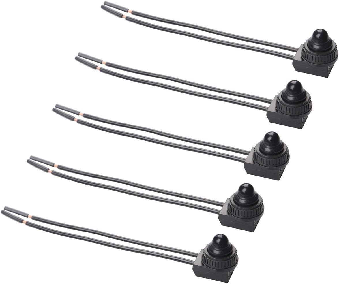 2/5 Pcs Push Button Switch 12V Wired RV Waterproof On-Off Micro Light Toggle Swi