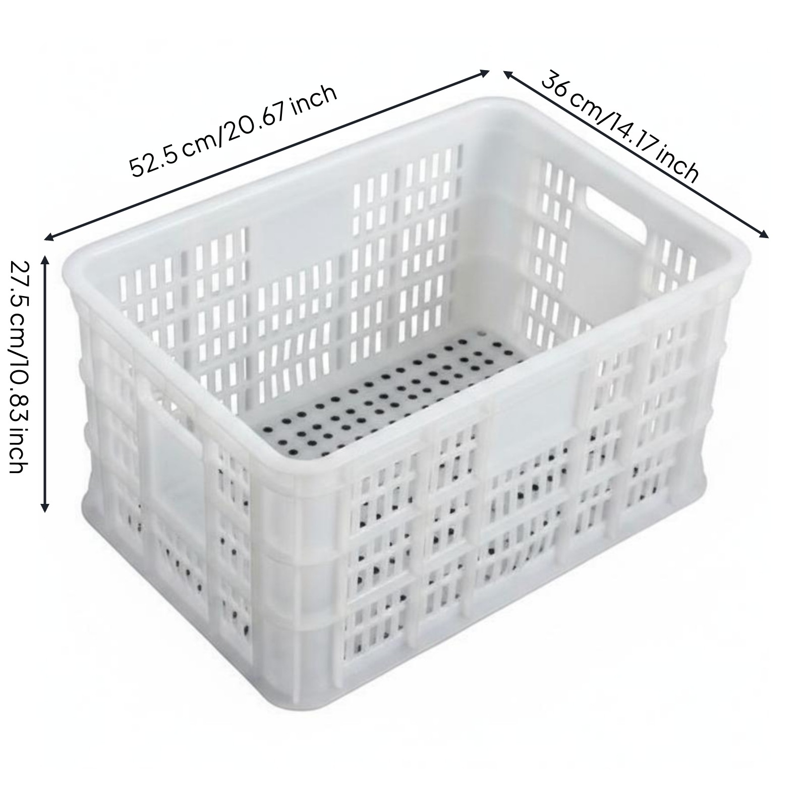 Ventilated Plastic Container Lightweight for Warehouse, Shop