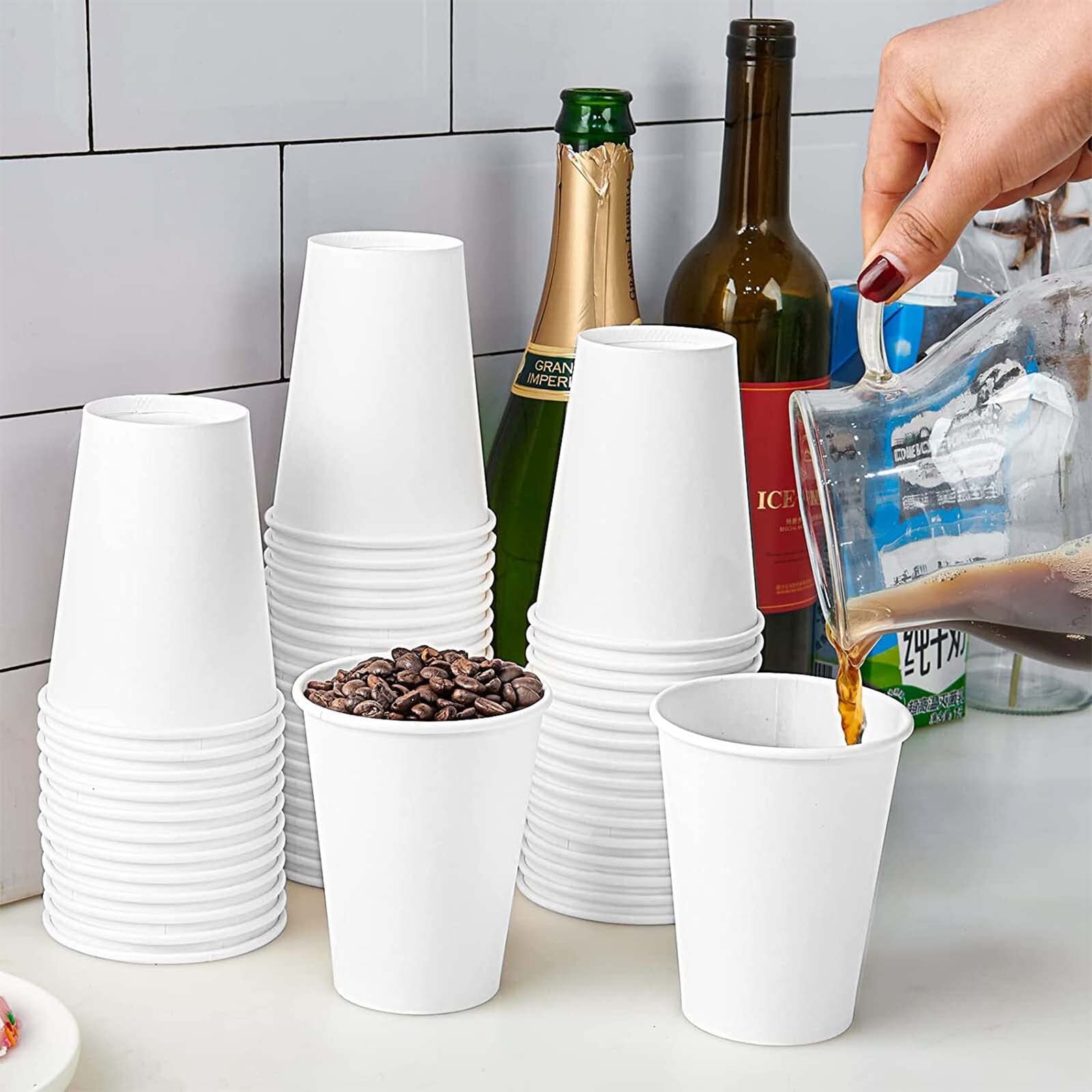 12oz Disposable Paper Coffee Cups with White Lids Hot/Cold Coffee Cup Leak-Proof