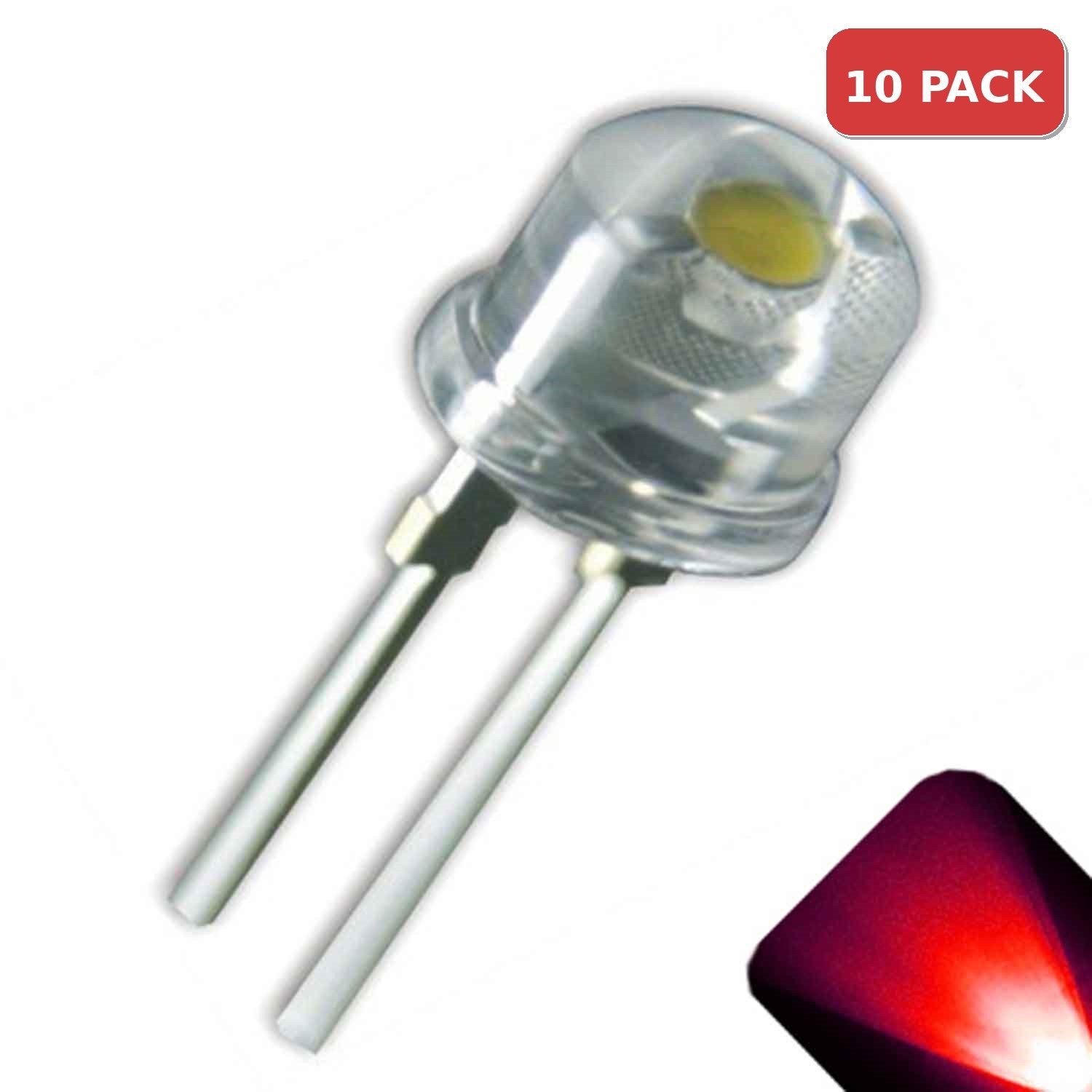 10 x LED 8mm Red .5 Watt Ultra Wide Angle Bright High Power LEDs 0.5w half 1/2