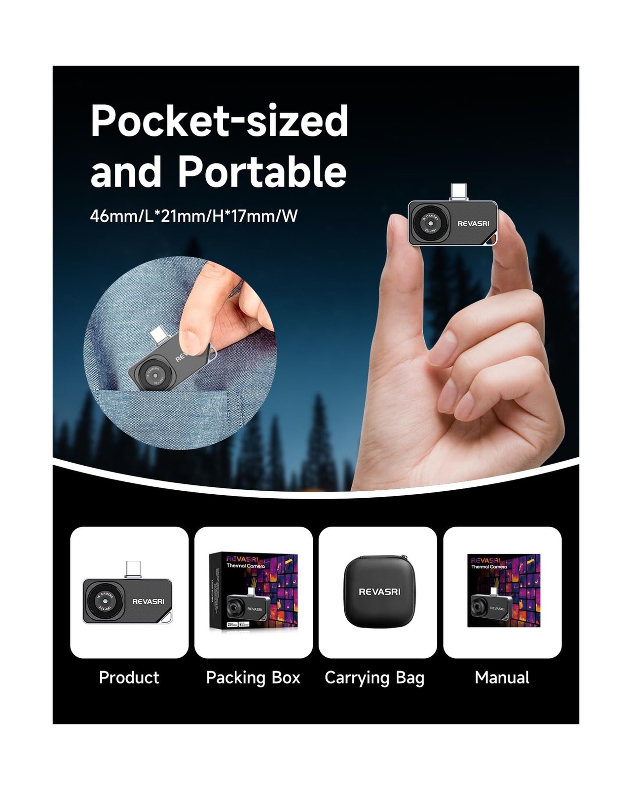 REVASRI Thermal Camera for Type-C iPhone & Android Device, 320×240 Super Reso…