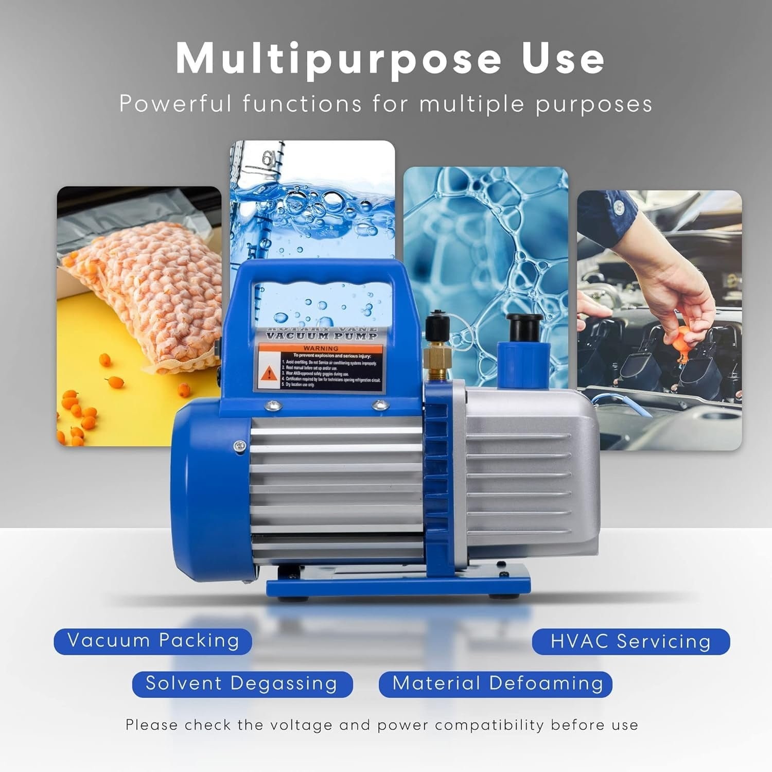 110V 1/3 HP 4.5 CFM Single Stage Rotary Vane Air Vacuum Pump with Oil Bottle