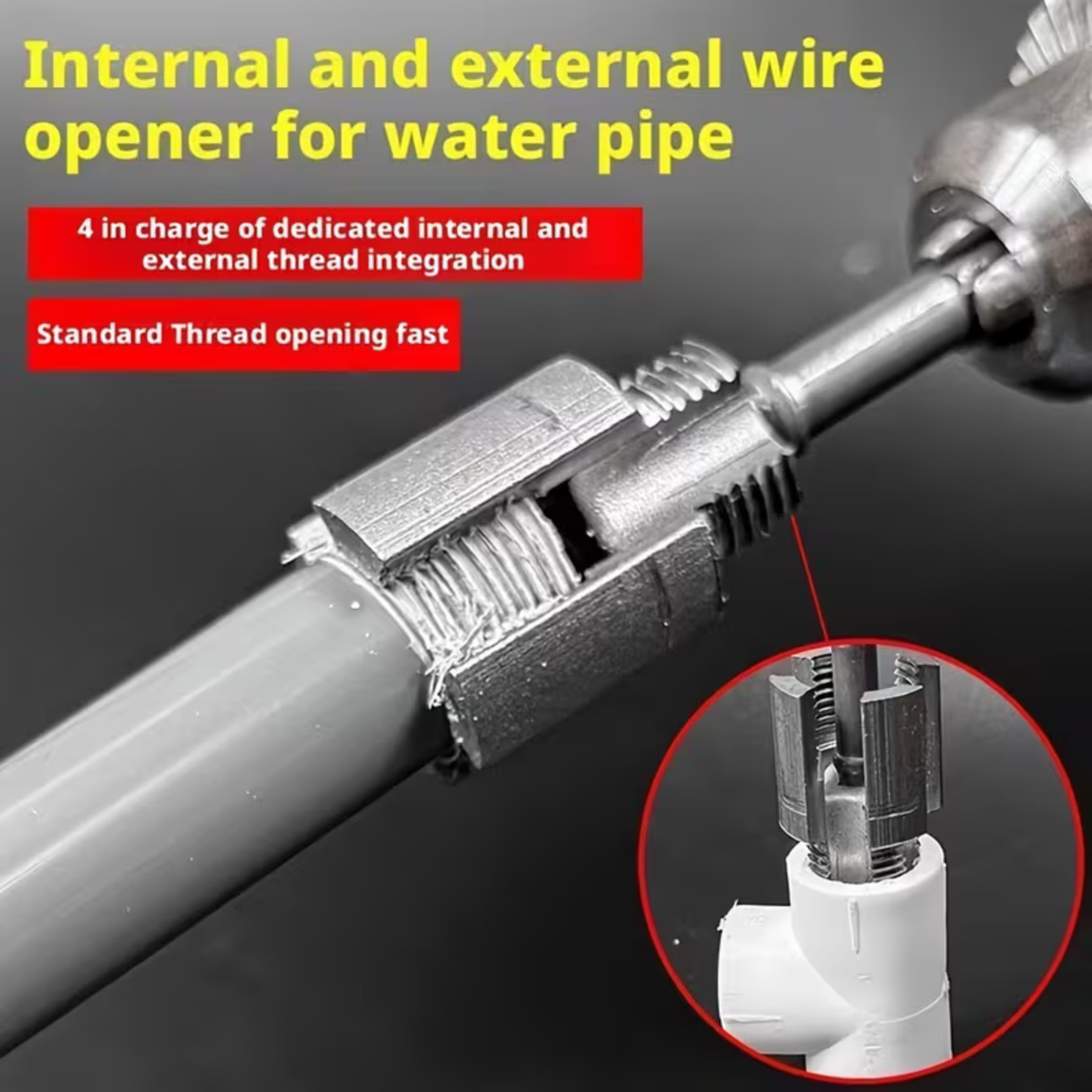 Integrated Internal & External Pipe Threading Tool Steel PVC Pipe Threader Kit
