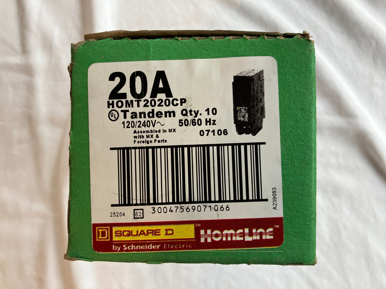 Square D HOMT2020 Homeline 20 amp Twin 1 Pole Tandem Circuit Breaker – 10 Pack